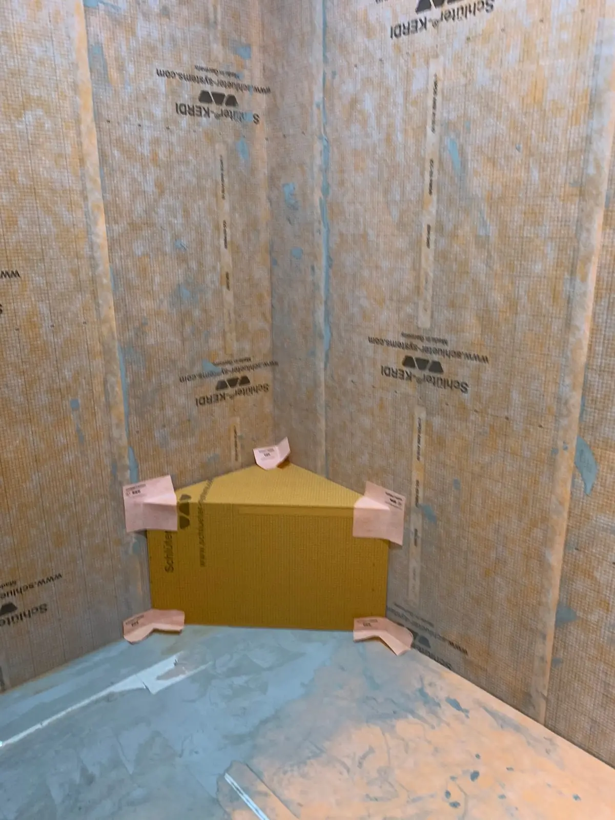 Subway Tile Showers with Leaded-Glass Window — Progress photo 5