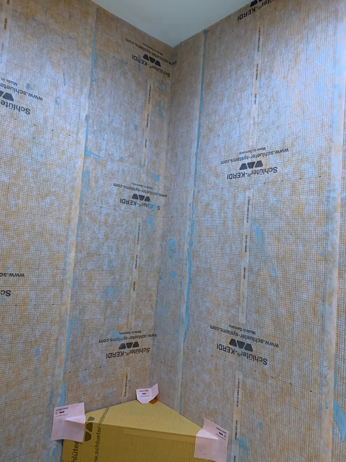 Subway Tile Showers with Leaded-Glass Window — Progress photo 6