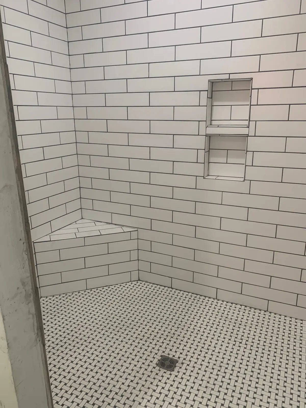 Subway Tile Showers with Leaded-Glass Window — finished photo 3