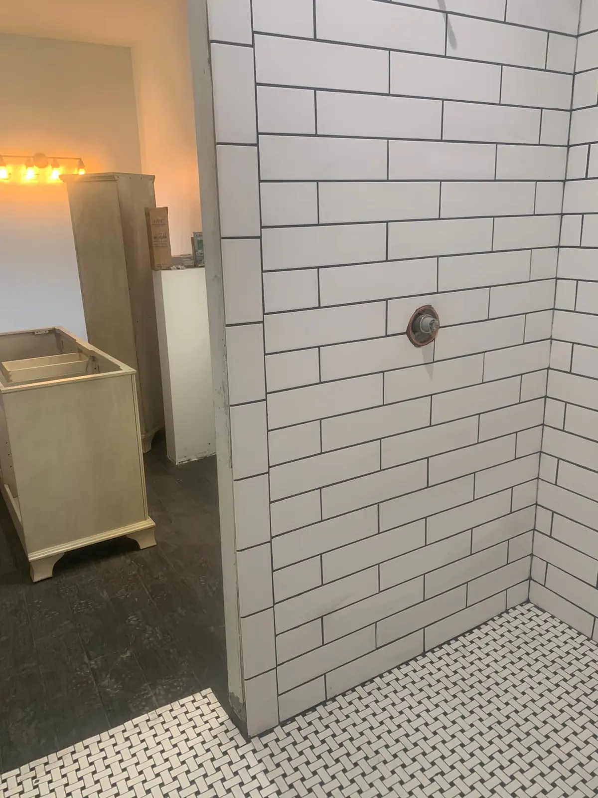 Subway Tile Showers with Leaded-Glass Window — finished photo 5