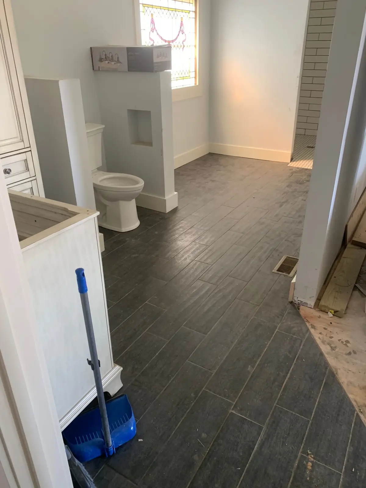 Subway Tile Showers with Leaded-Glass Window — finished photo 7