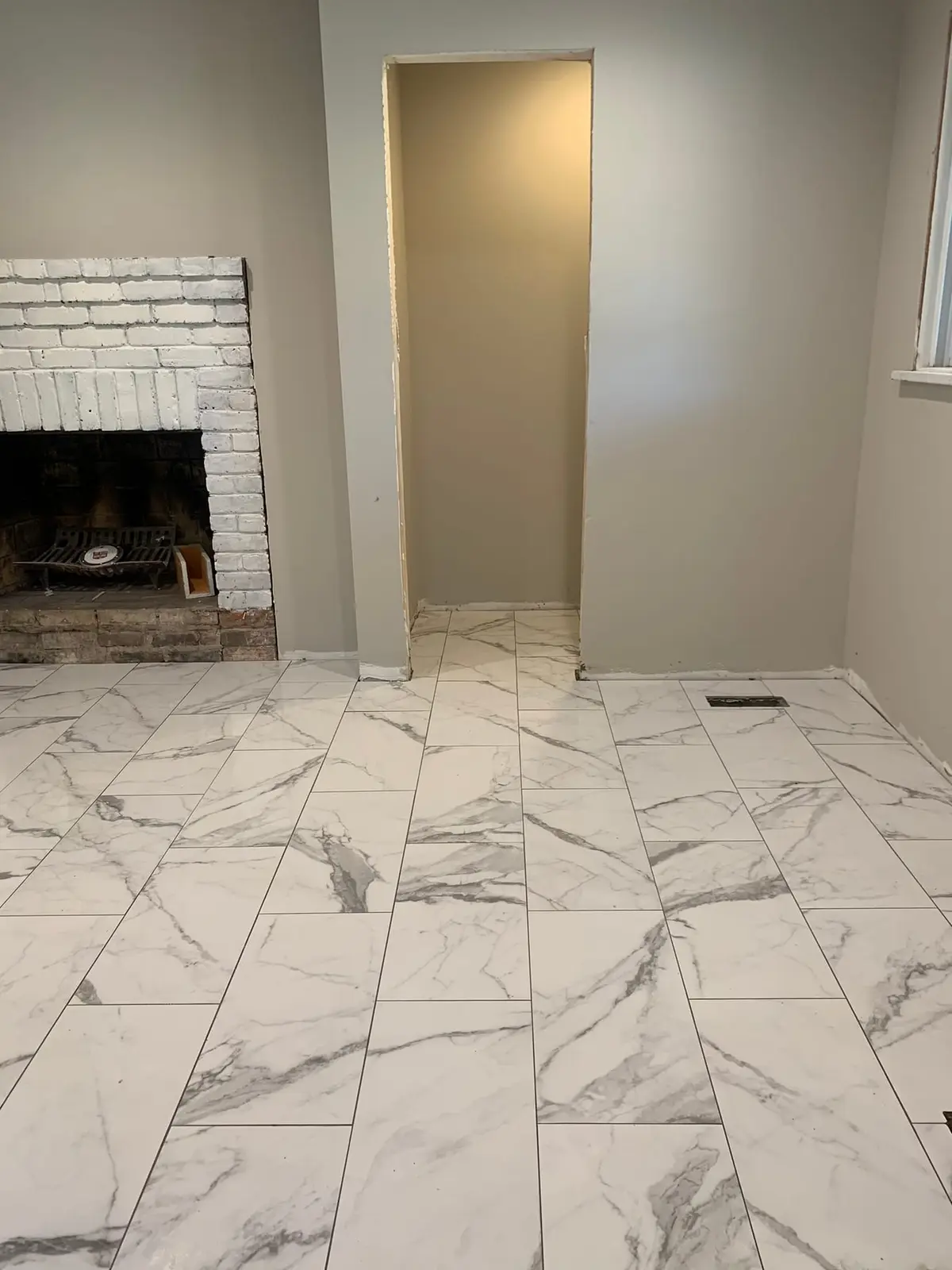 Marble-Look Bath with Fireplace — finished photo 3