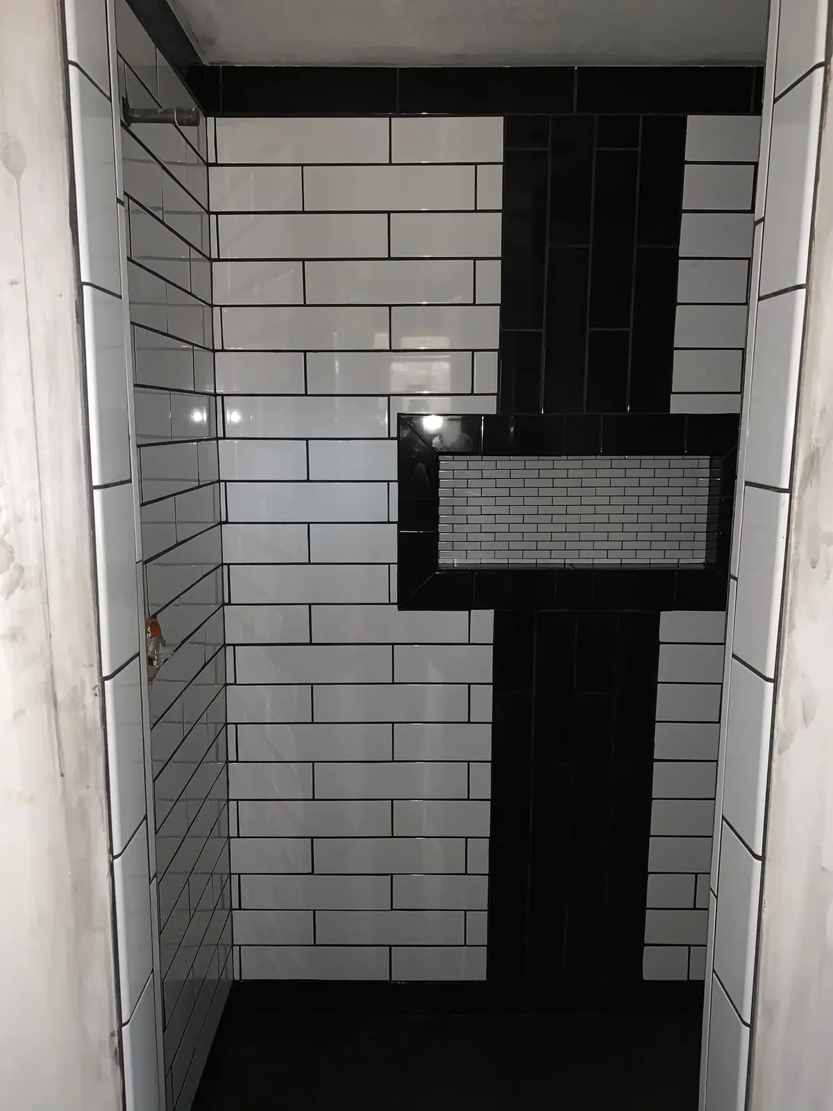 Black-and-White Subway Shower