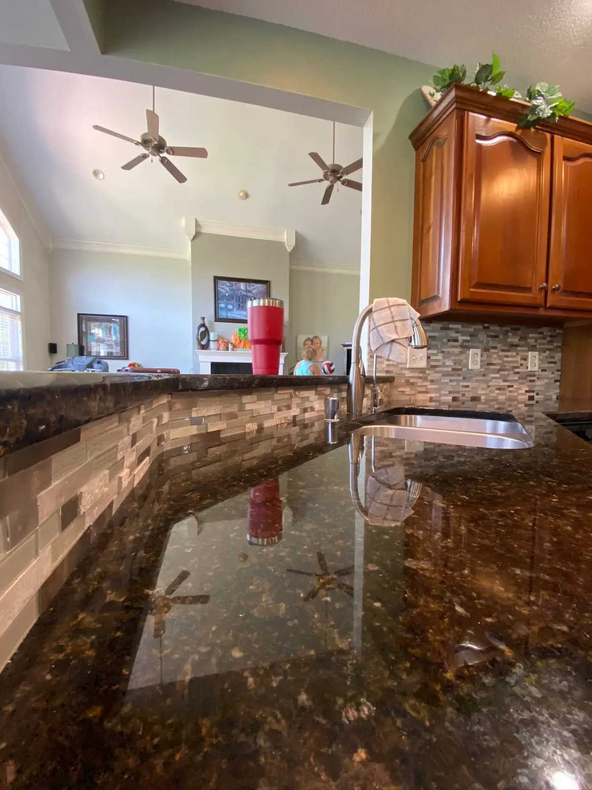 Kitchen Stacked-Stone Mosaic Backsplash — finished photo 4