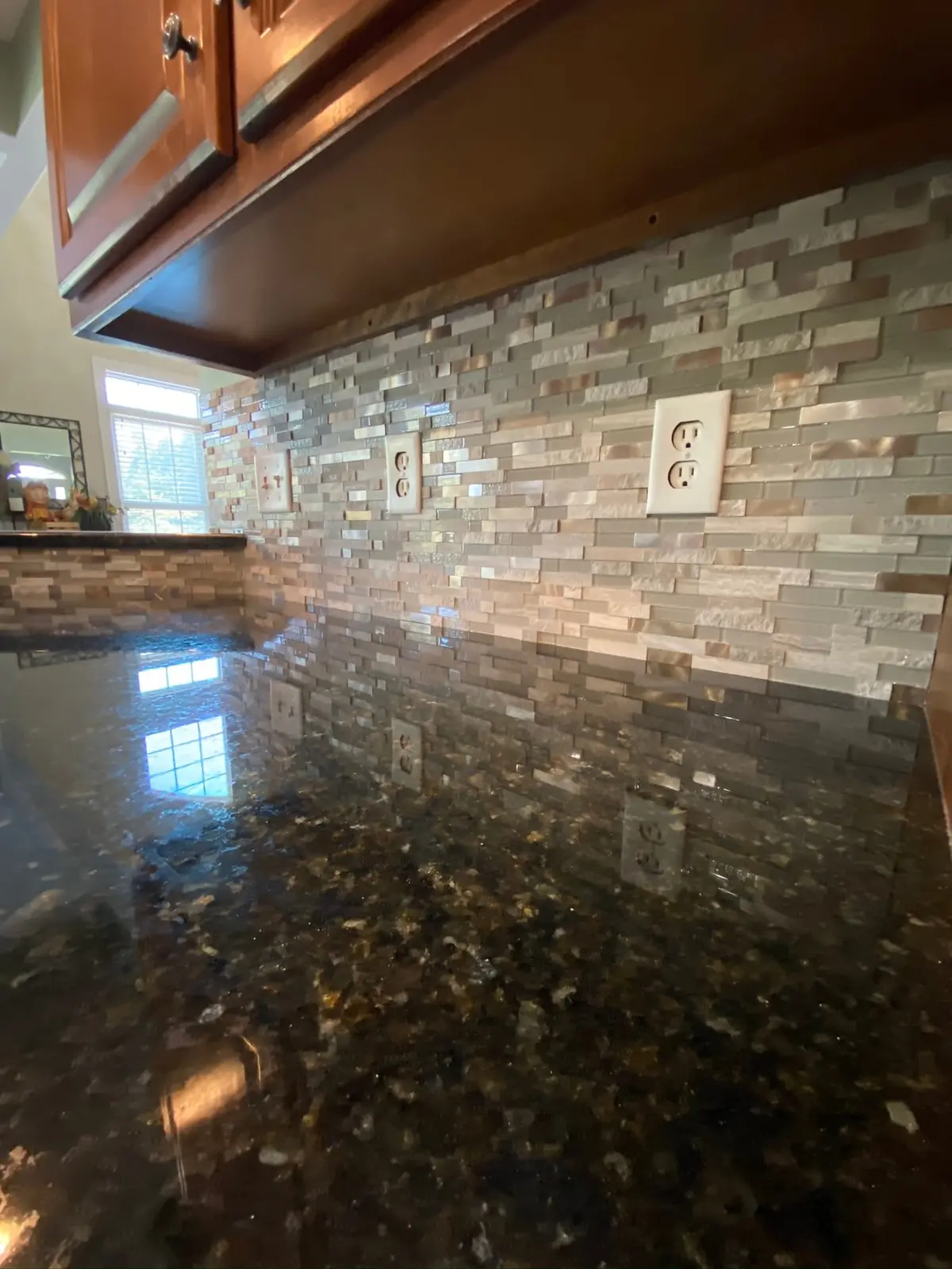 Kitchen Stacked-Stone Mosaic Backsplash — finished photo 5