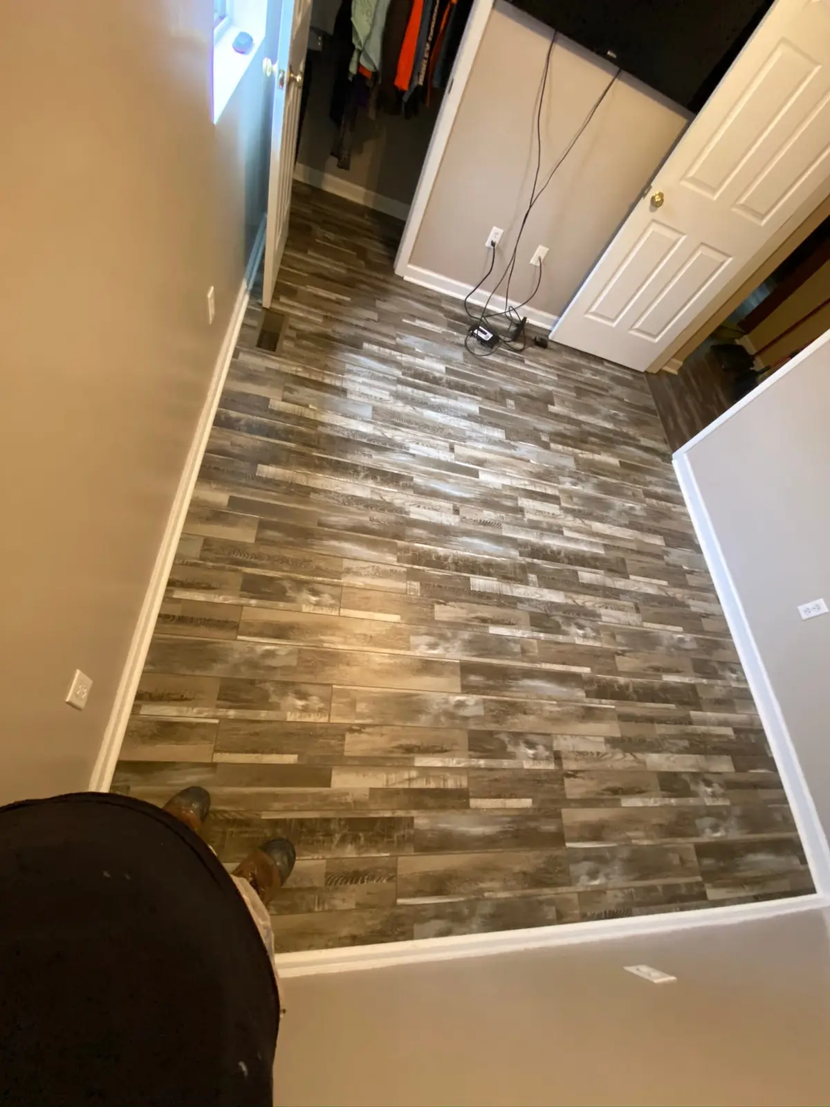 Bedroom Gray Plank Floors — finished photo 3