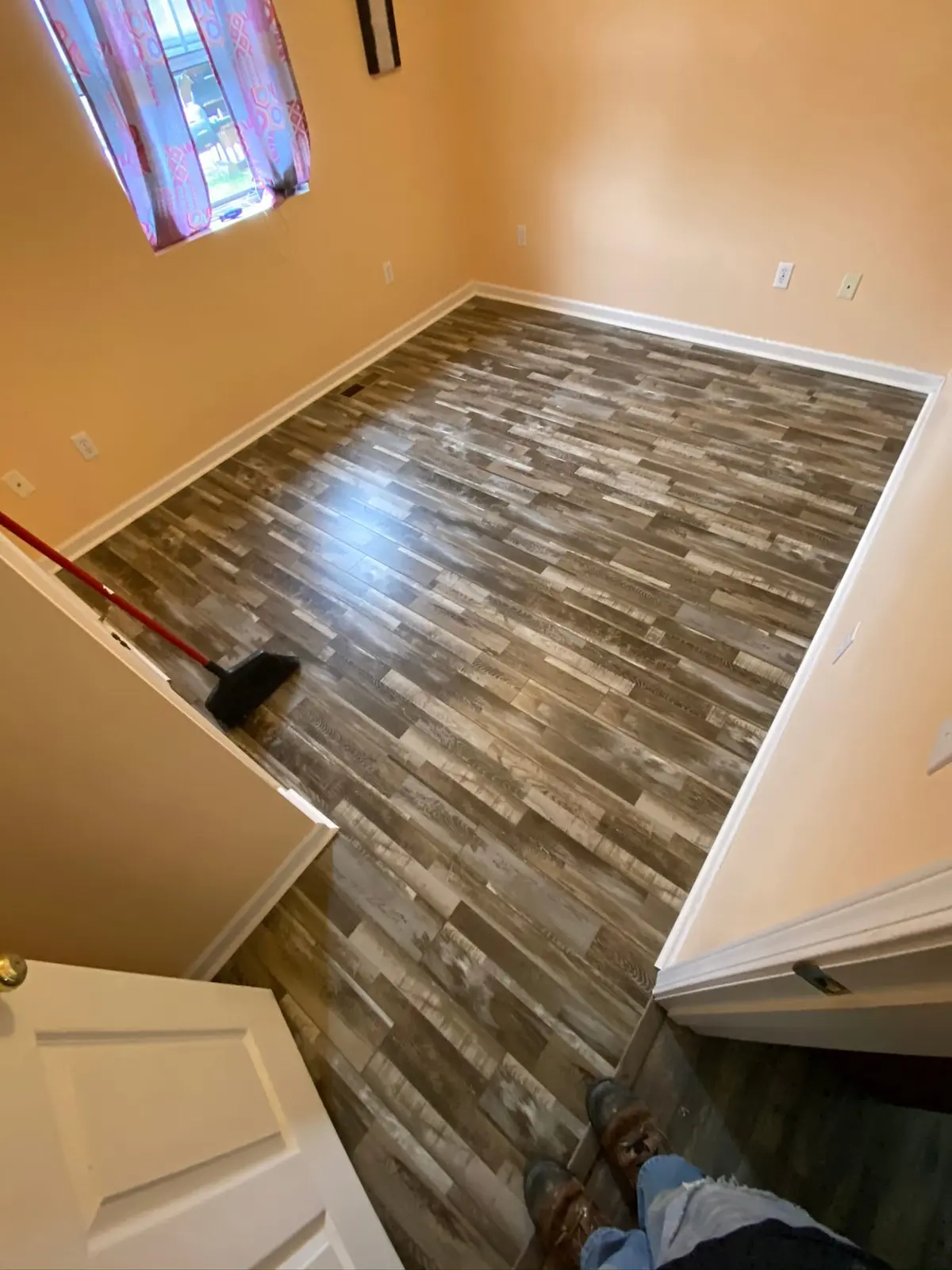 Bedroom Gray Plank Floors