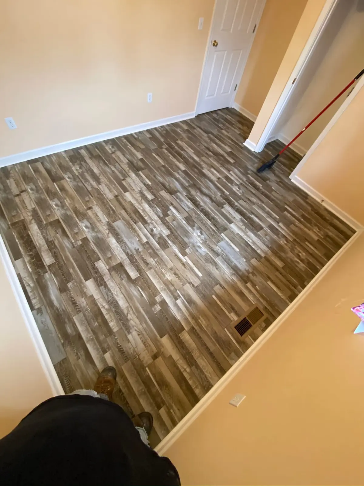 Bedroom Gray Plank Floors — finished photo 2