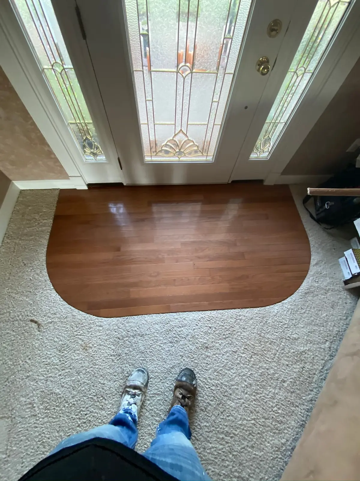 Living Room Carpet to Wood-Look Plank — Before photo 1