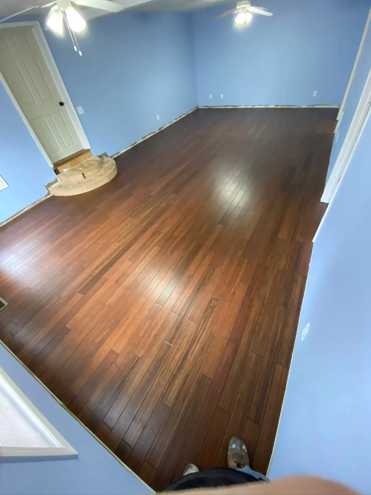 Dark Plank Floor in Blue Room — finished photo 2