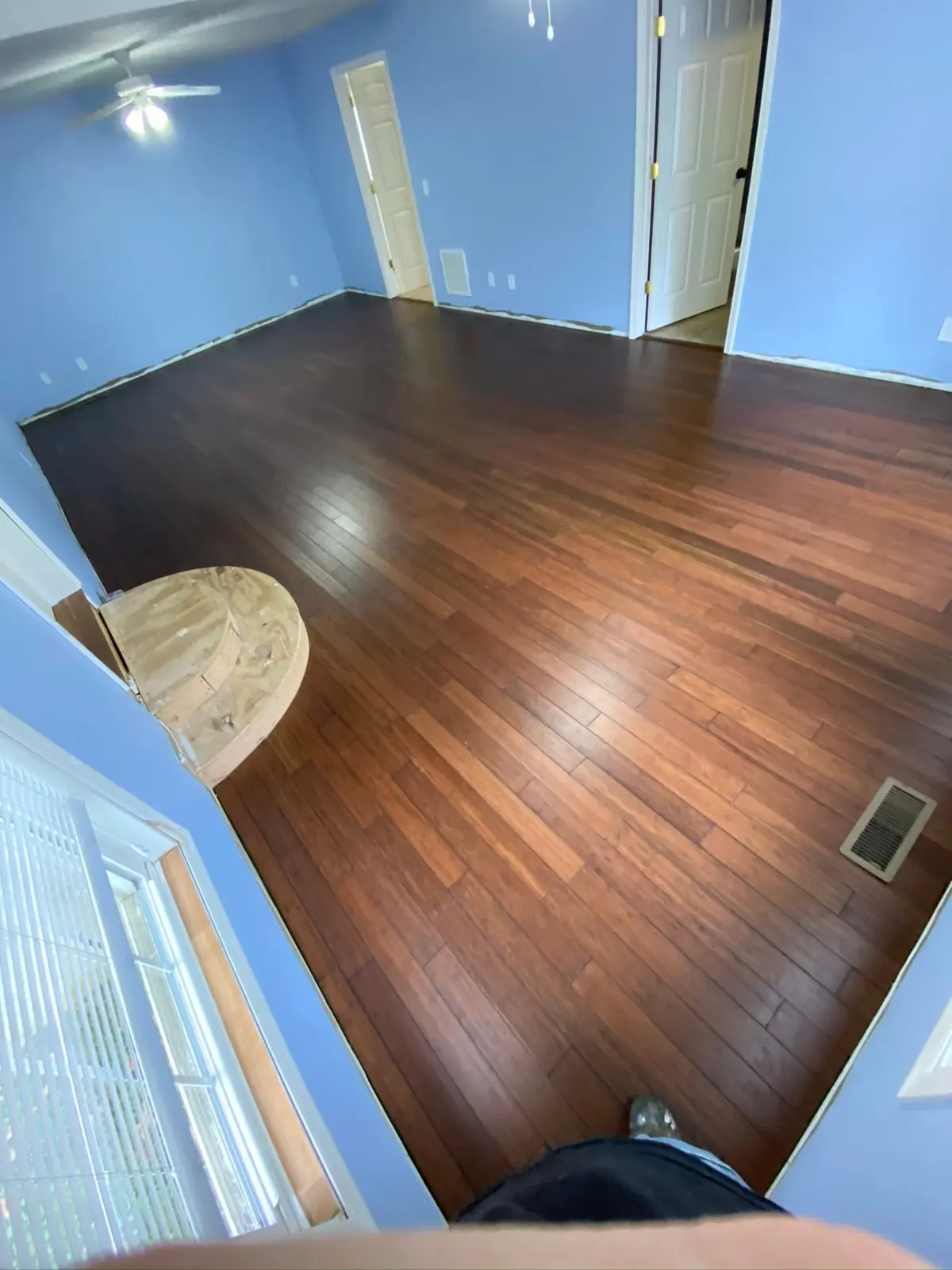 Dark Plank Floor in Blue Room — finished photo 3
