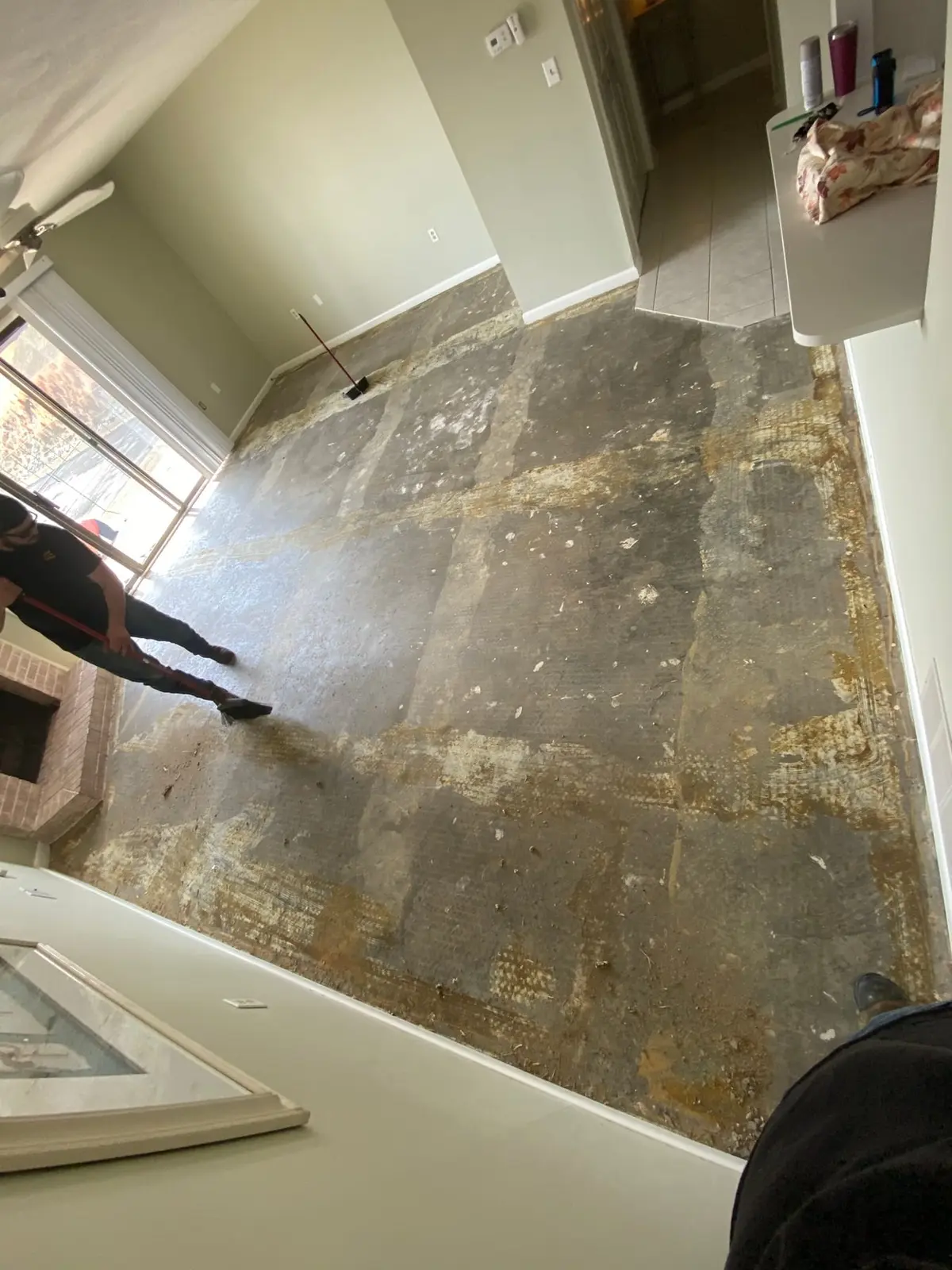 Living Room Wood-Look Floor with Brick Fireplace — Demo photo 1
