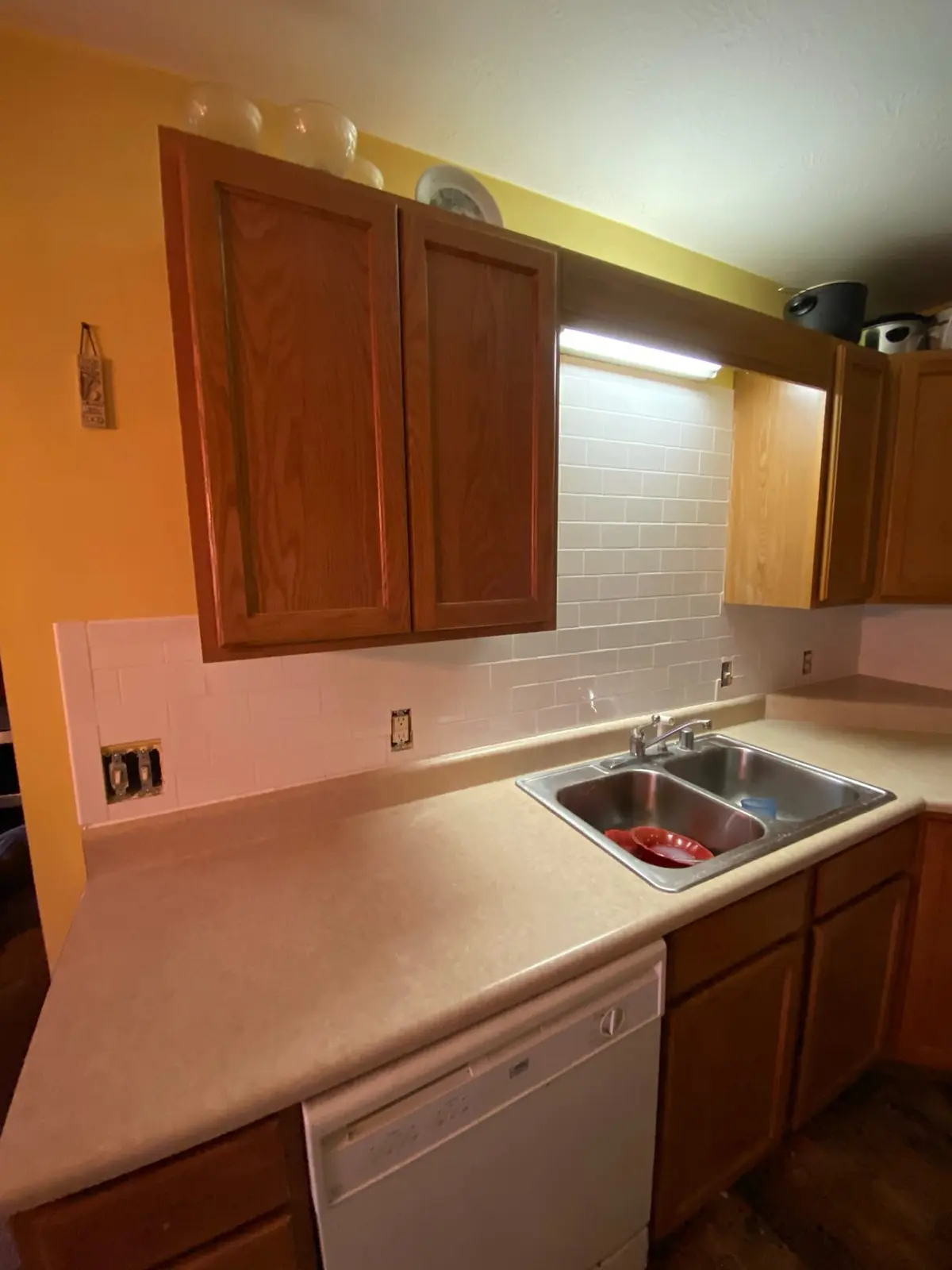 Kitchen Plank Floor and Subway Tile Backsplash — finished photo 4