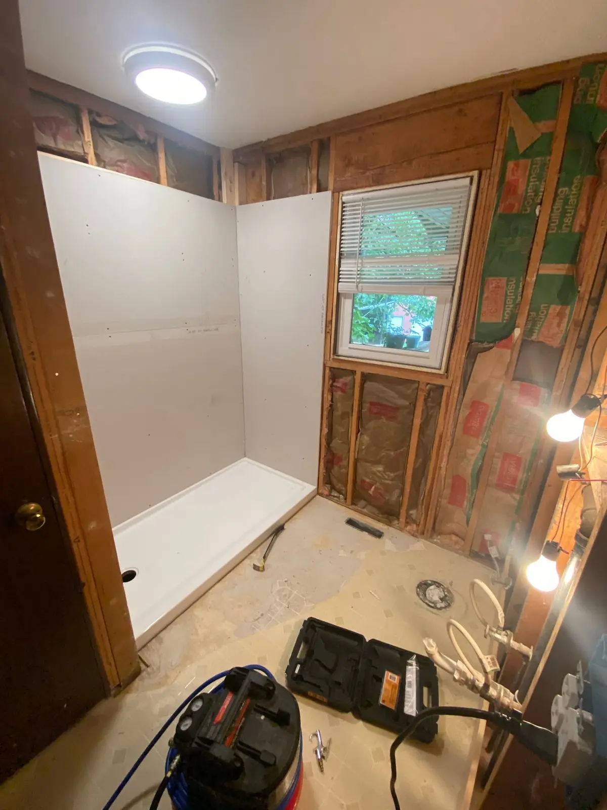 Shiplap Bath with Glass Shower and Pebble Floor — Demo photo 2