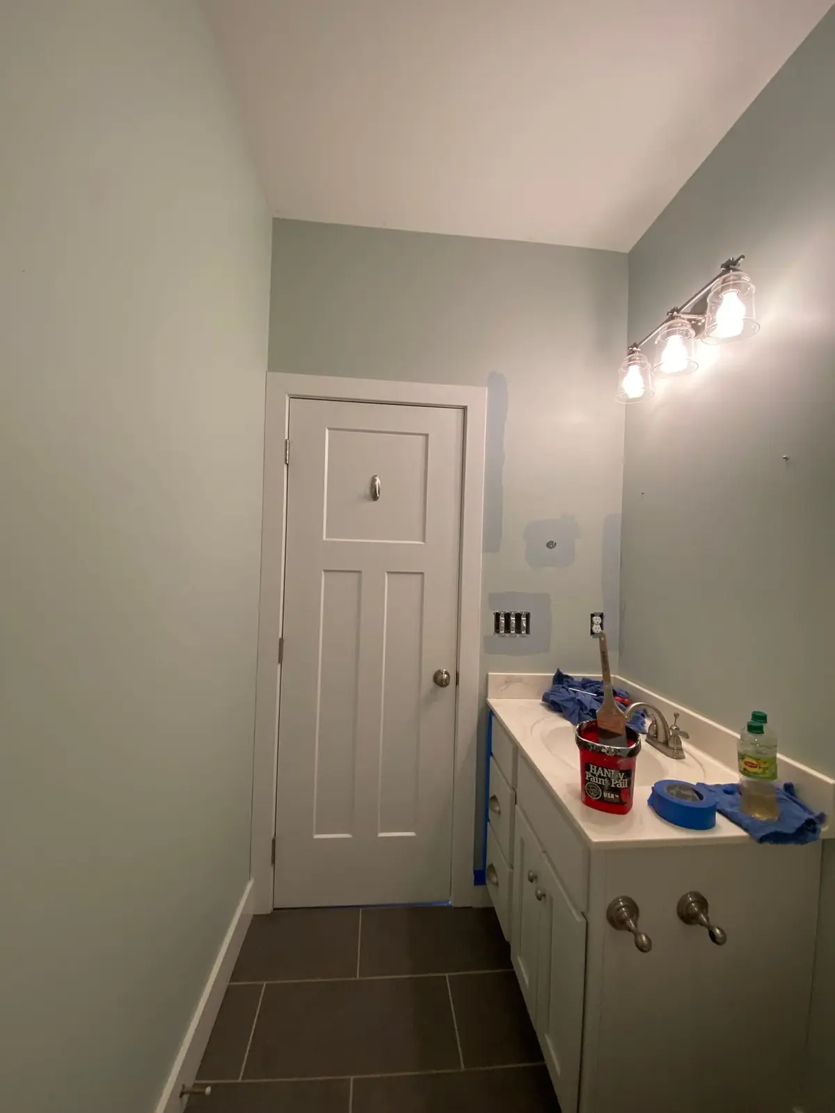 Blue-Gray Bath with Tile Floor — finished photo 5