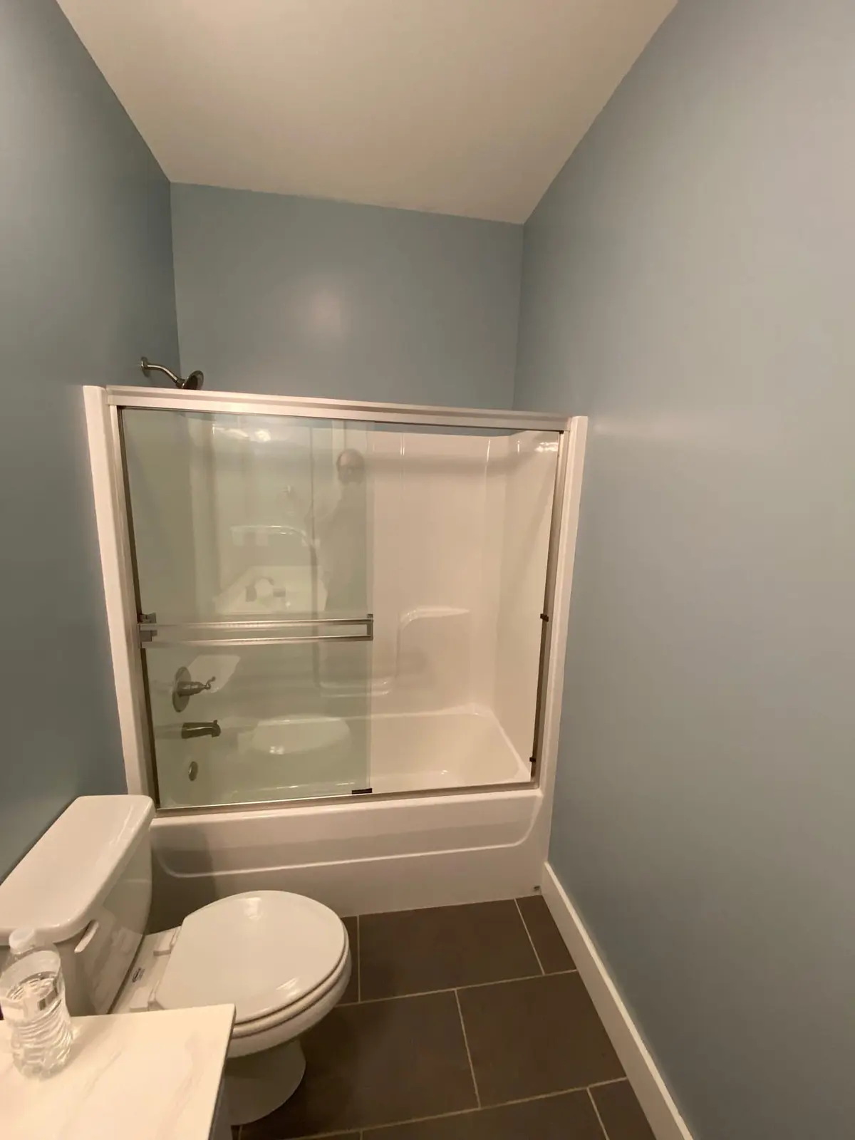 Blue-Gray Bath with Tile Floor — finished photo 2