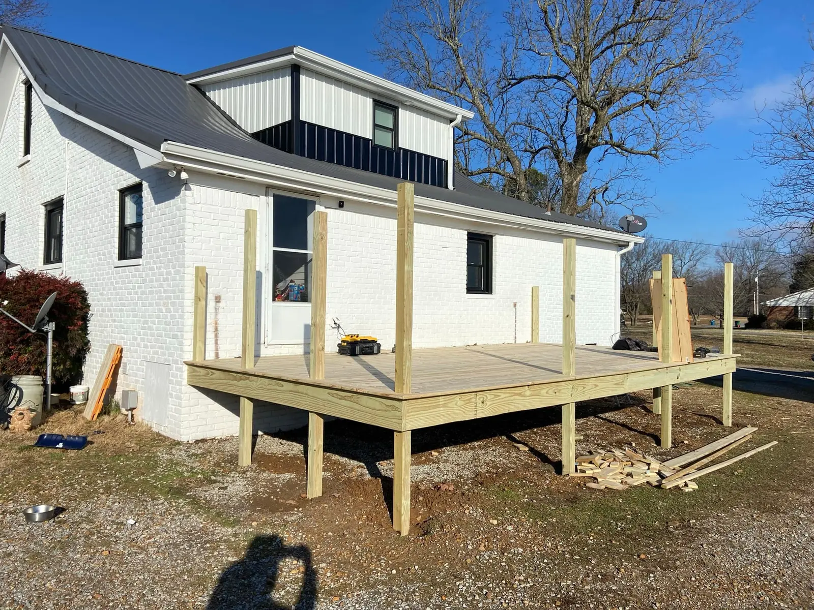 New Wood Deck on Painted Brick House — finished photo 2