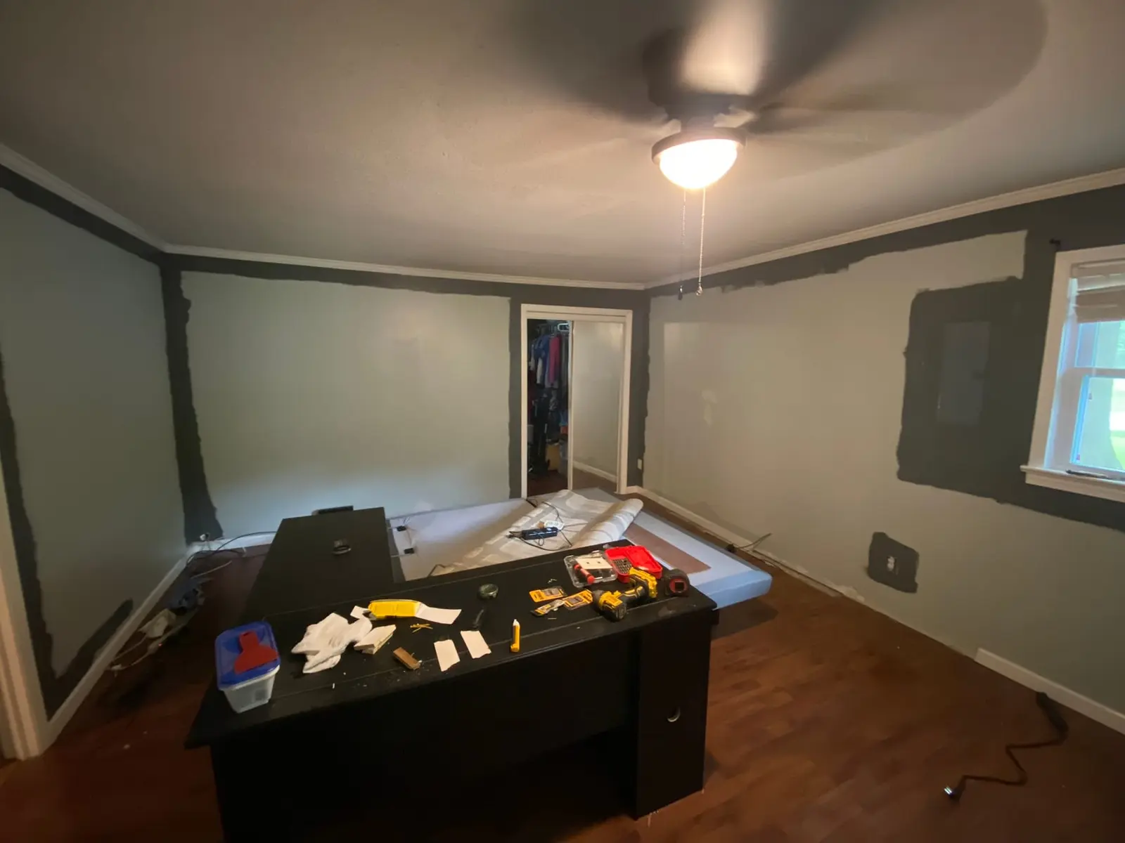 Charcoal Bedroom with New Plank Floor — Progress photo 1