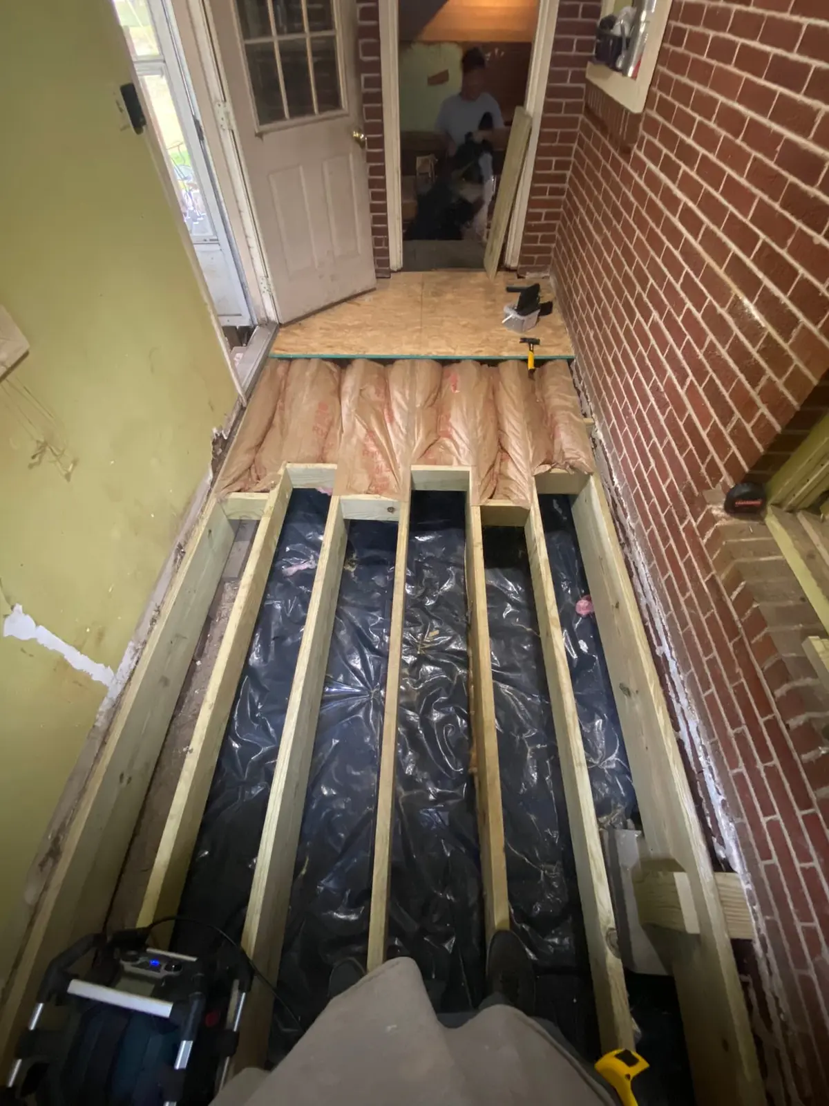 Floor Joist and Subfloor Rebuild, Brick-Wall Room — progress photo 2