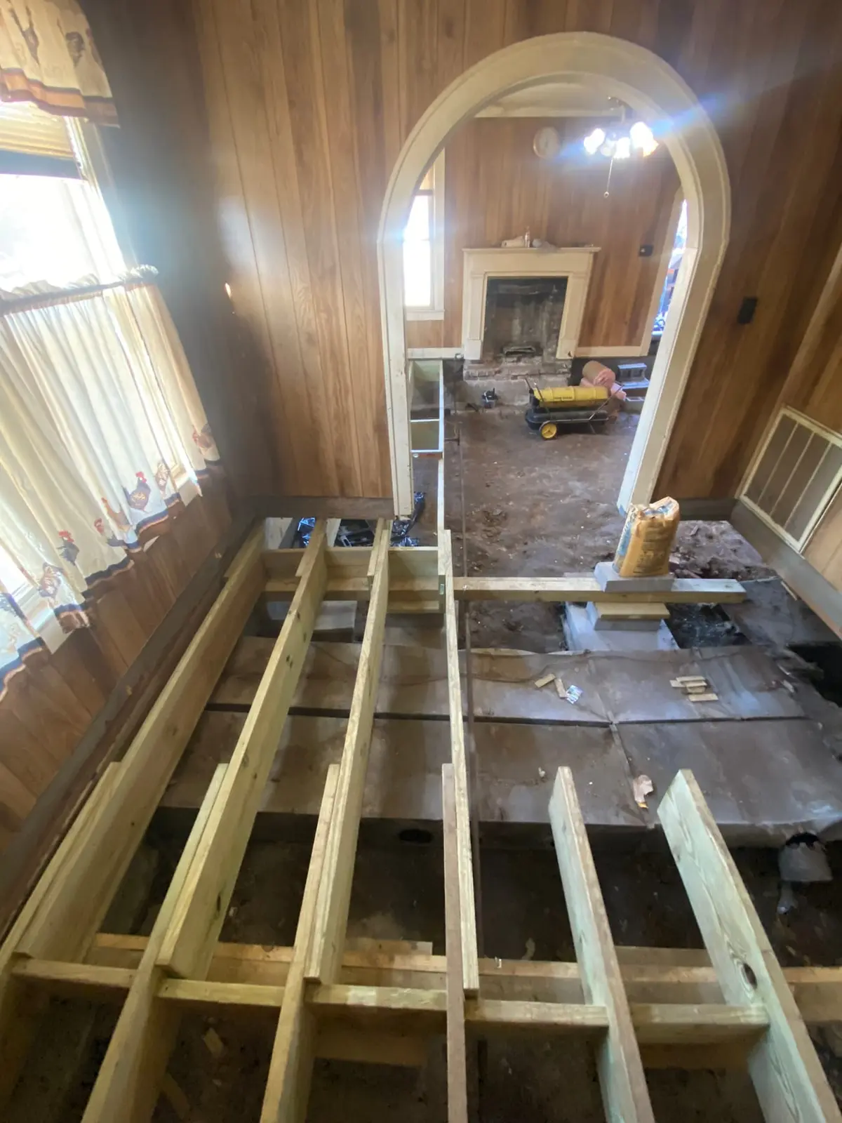 Floor Joist Rebuild in Wood-Paneled House — progress photo 2