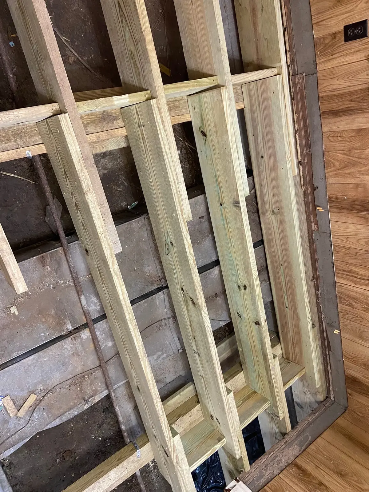 Floor Joist Rebuild in Wood-Paneled House — progress photo 5