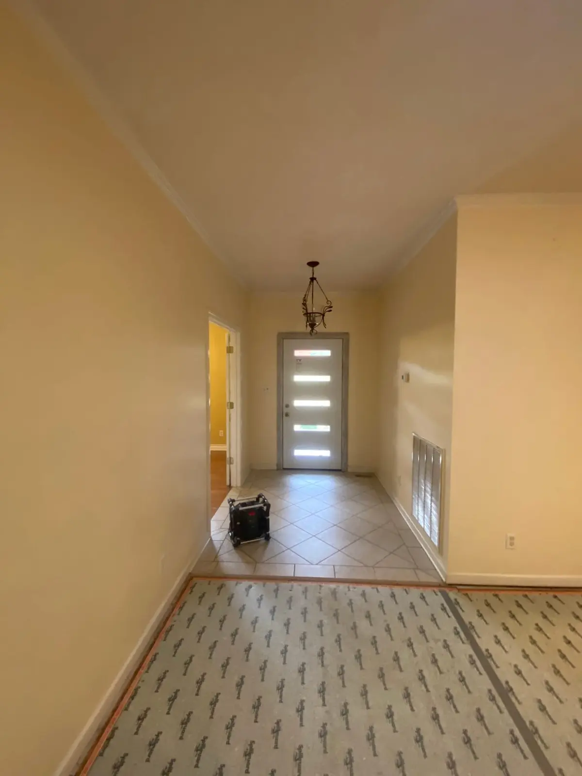 New Floors, Paint and Stacked-Stone Fireplace — Before photo 2