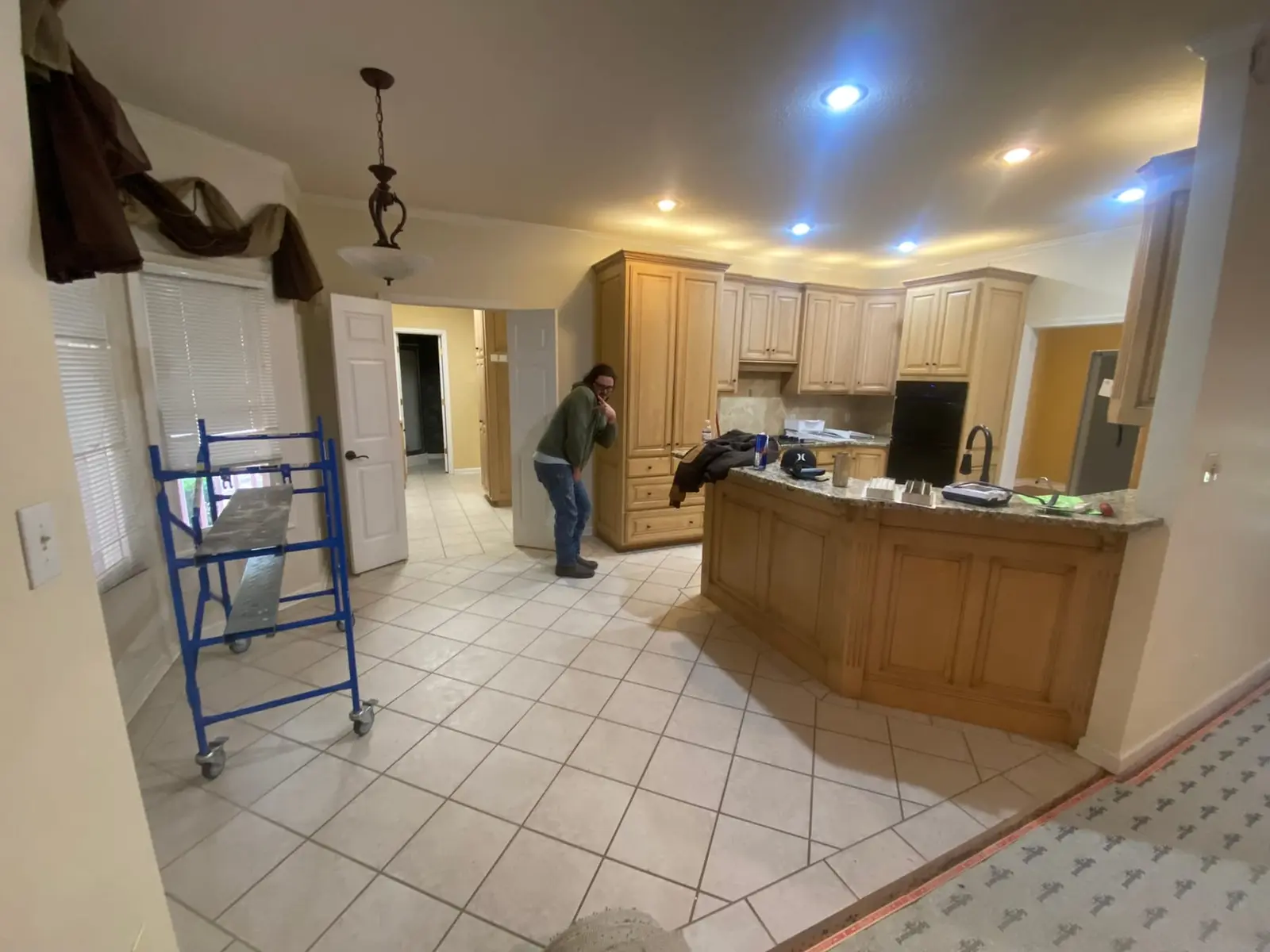 New Floors, Paint and Stacked-Stone Fireplace — Before photo 4