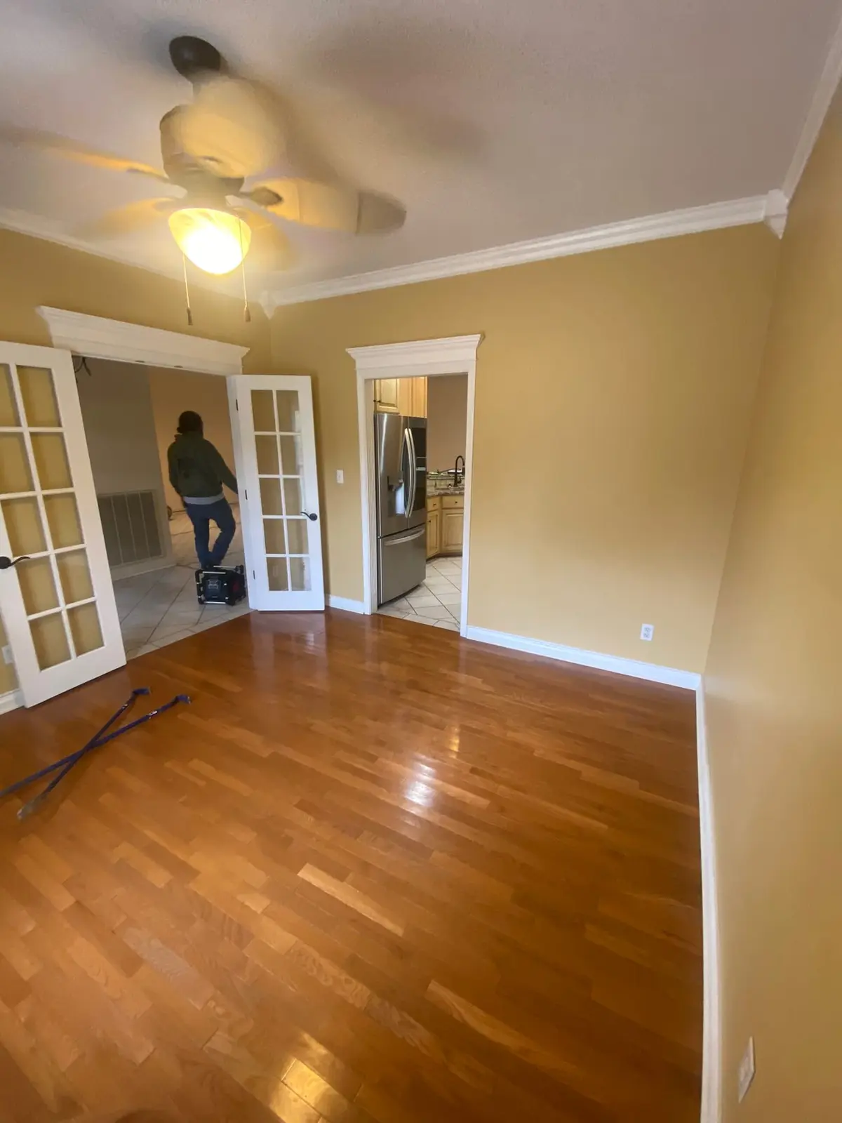 New Floors, Paint and Stacked-Stone Fireplace — Before photo 12
