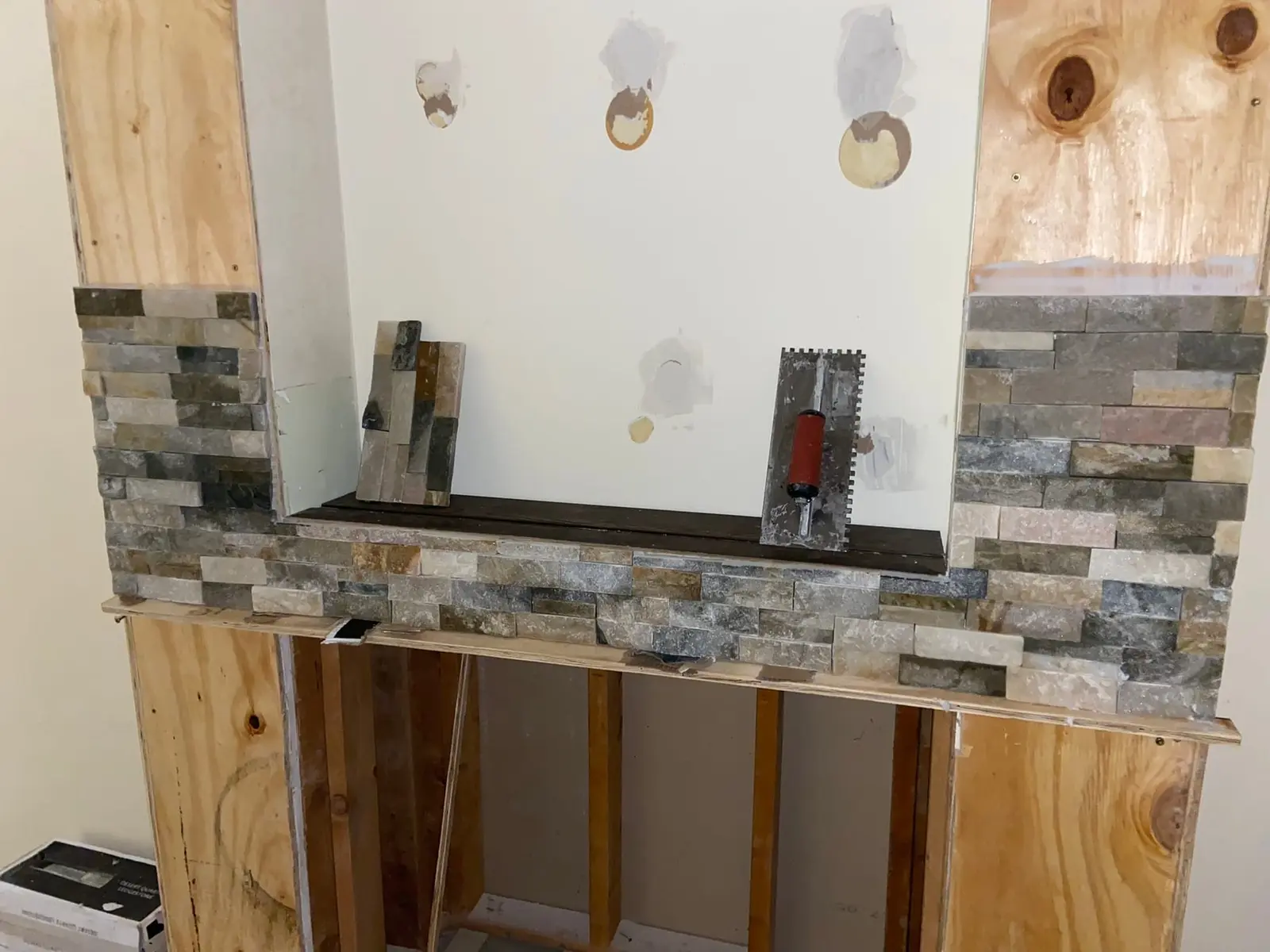 New Floors, Paint and Stacked-Stone Fireplace — Progress photo 2