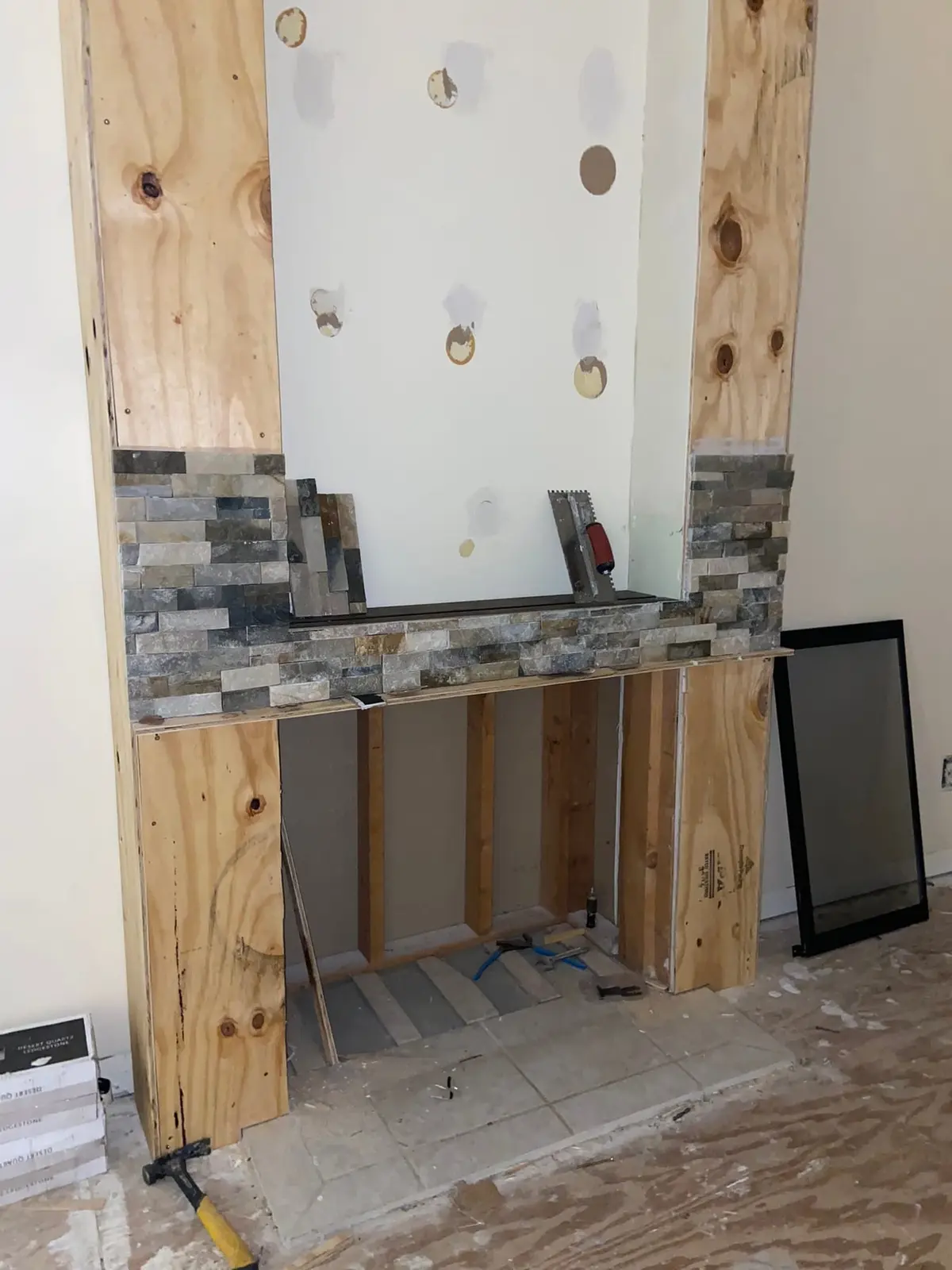 New Floors, Paint and Stacked-Stone Fireplace — Progress photo 3