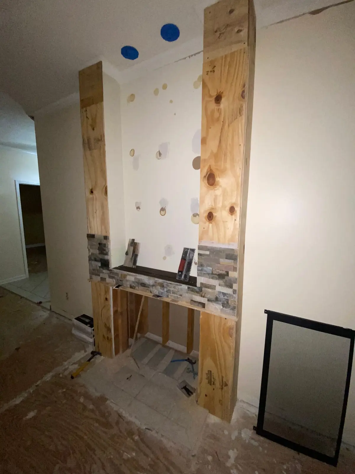New Floors, Paint and Stacked-Stone Fireplace — Progress photo 4