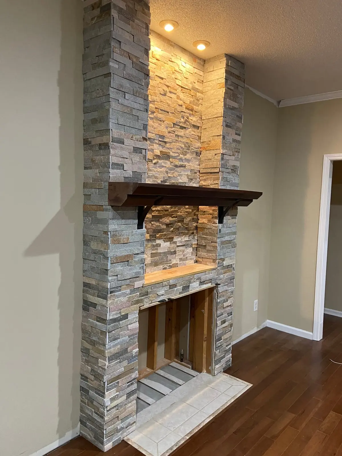 New Floors, Paint and Stacked-Stone Fireplace — Progress photo 23