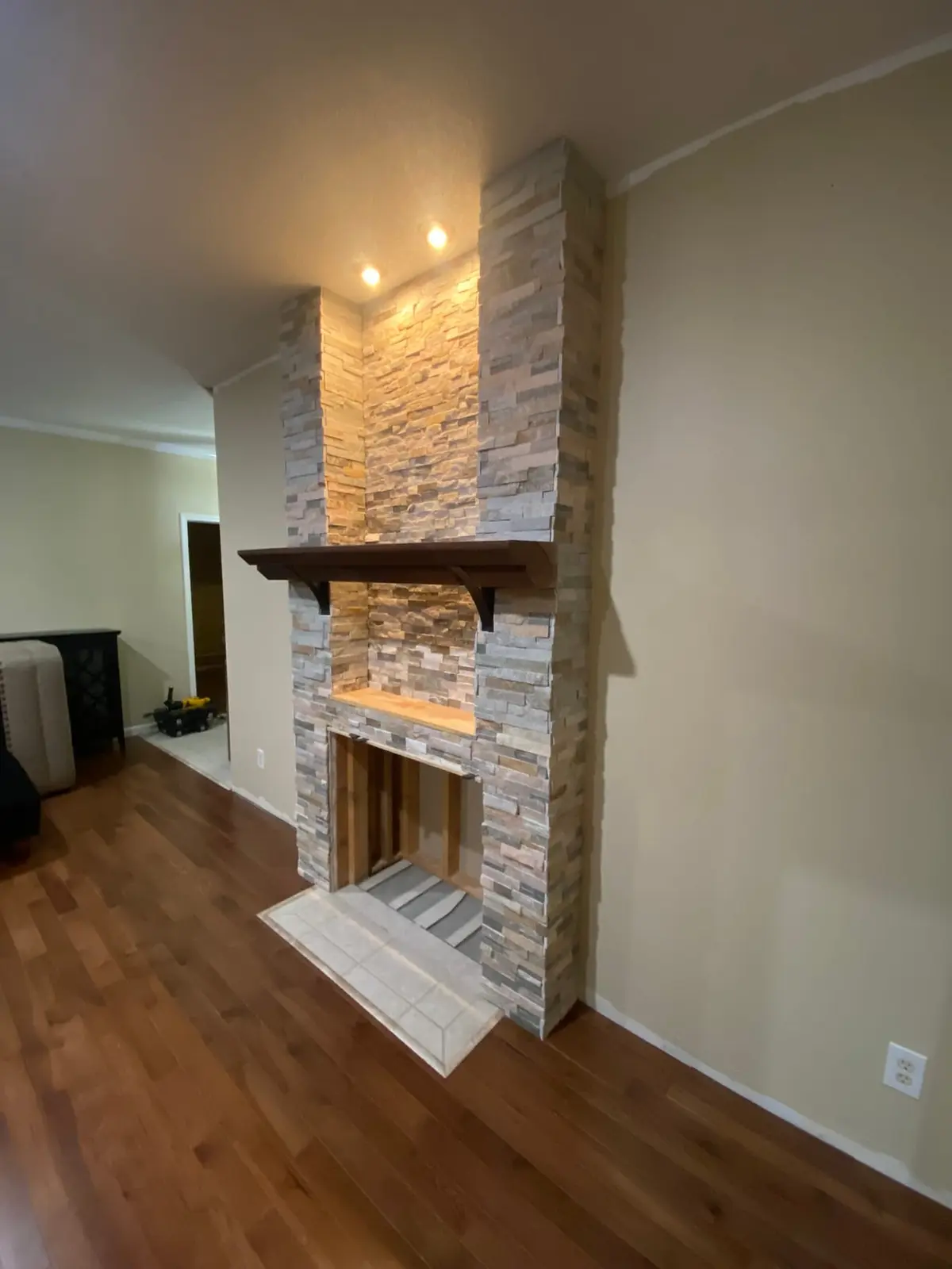 New Floors, Paint and Stacked-Stone Fireplace — Progress photo 24