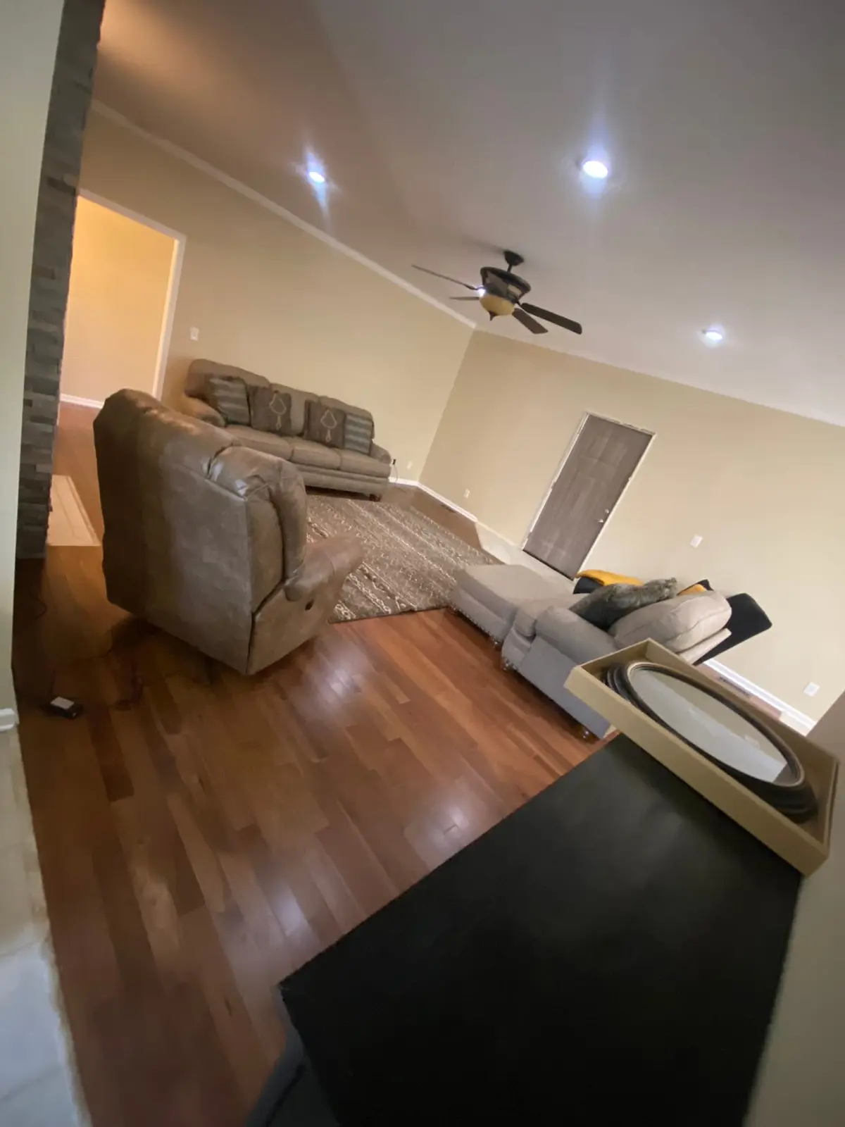 New Floors, Paint and Stacked-Stone Fireplace — finished photo 9