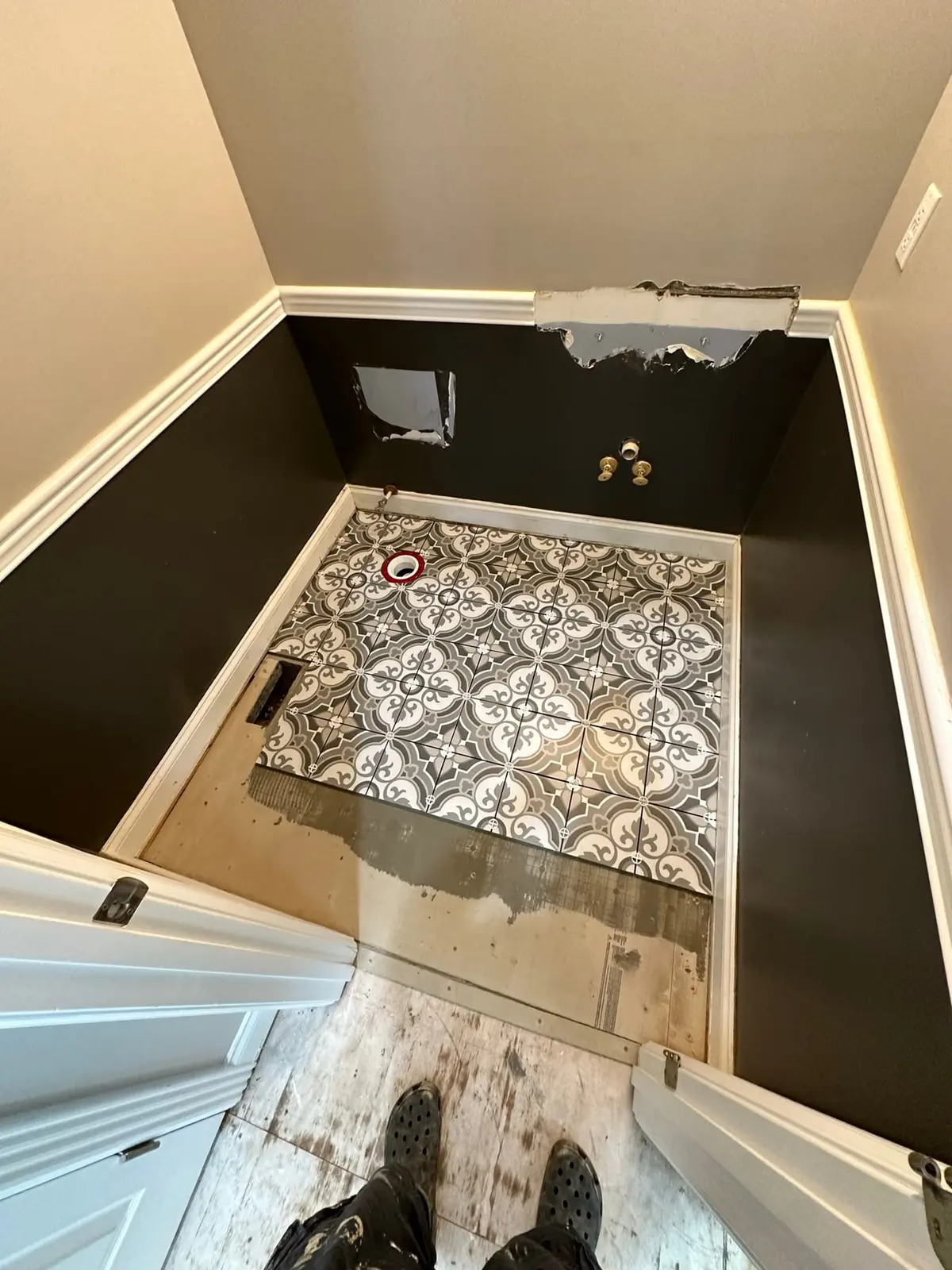 Patterned Floor Tile, Back Entry and Small Bath — Progress photo 2