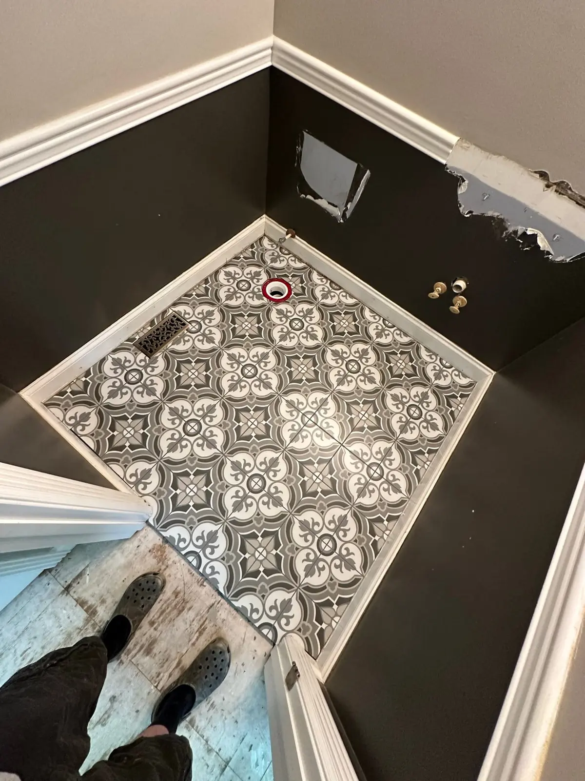 Patterned Floor Tile, Back Entry and Small Bath