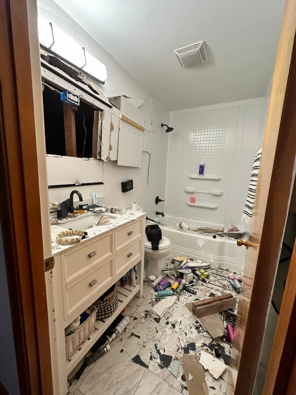 Storm-Damaged Brick Ranch Rebuilt with New Addition — Before photo 31