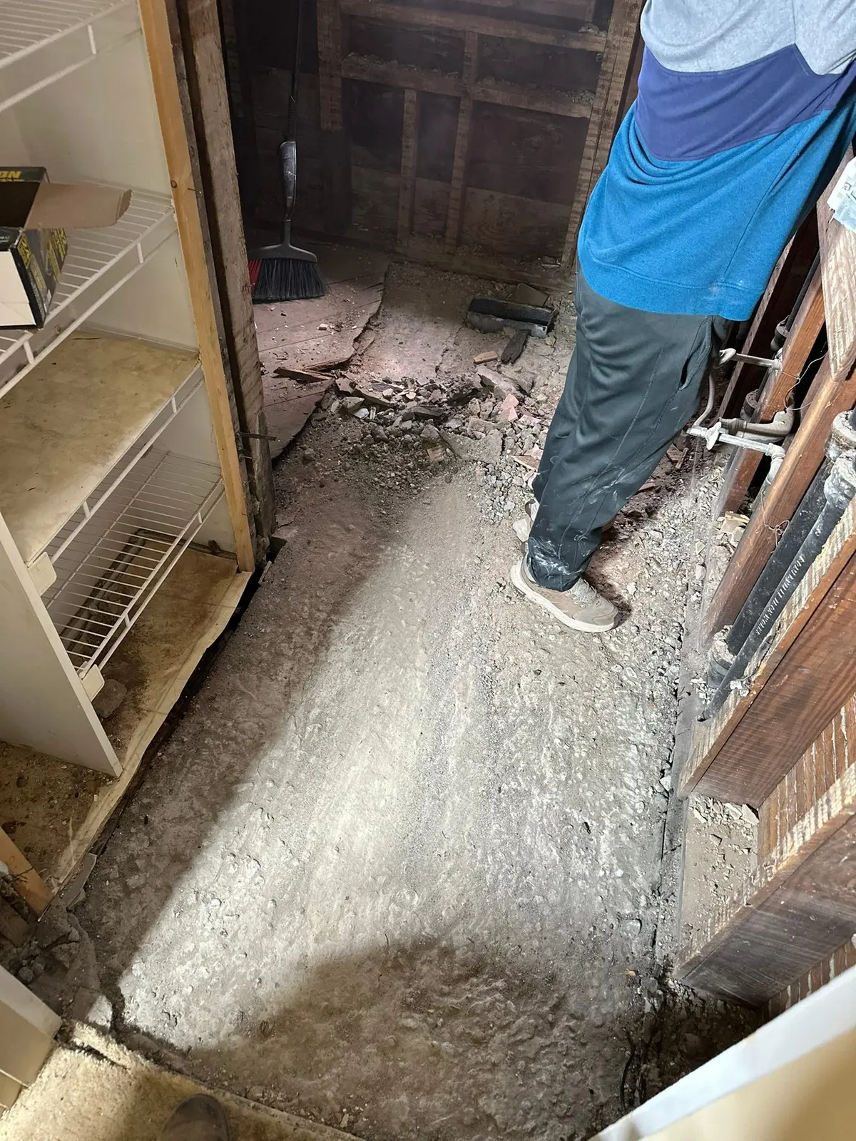 Rotted Bathroom Gutted, Floor Framing Rebuilt — Demo photo 3