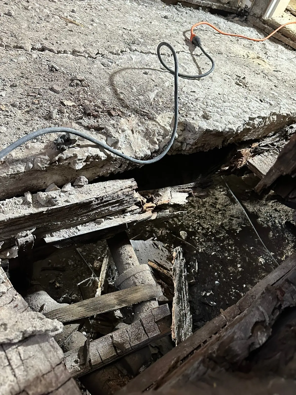 Rotted Bathroom Gutted, Floor Framing Rebuilt — Demo photo 5
