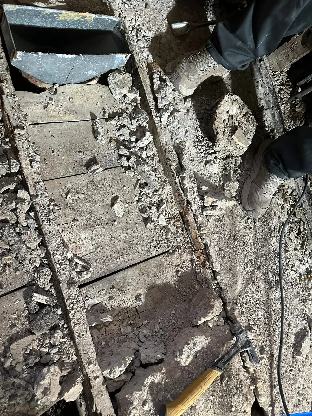 Rotted Bathroom Gutted, Floor Framing Rebuilt — Demo photo 6