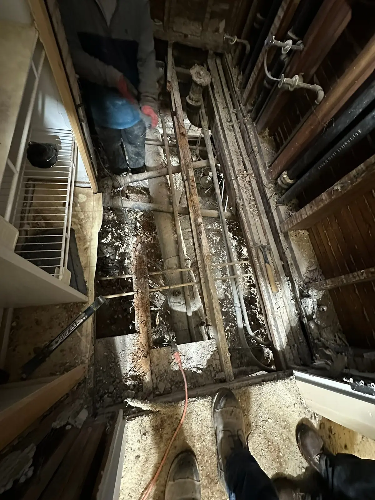 Rotted Bathroom Gutted, Floor Framing Rebuilt — Demo photo 7