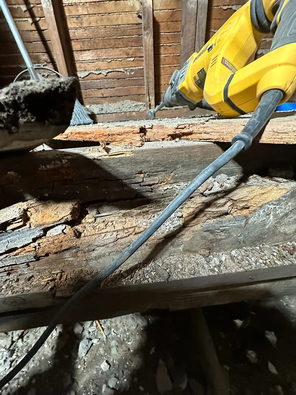 Rotted Bathroom Gutted, Floor Framing Rebuilt — Demo photo 12