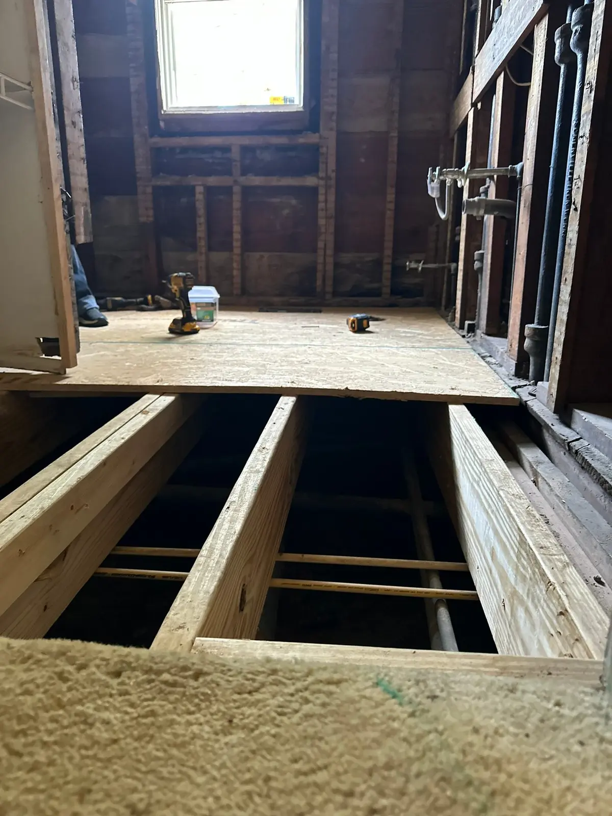 Rotted Bathroom Gutted, Floor Framing Rebuilt — progress photo 2