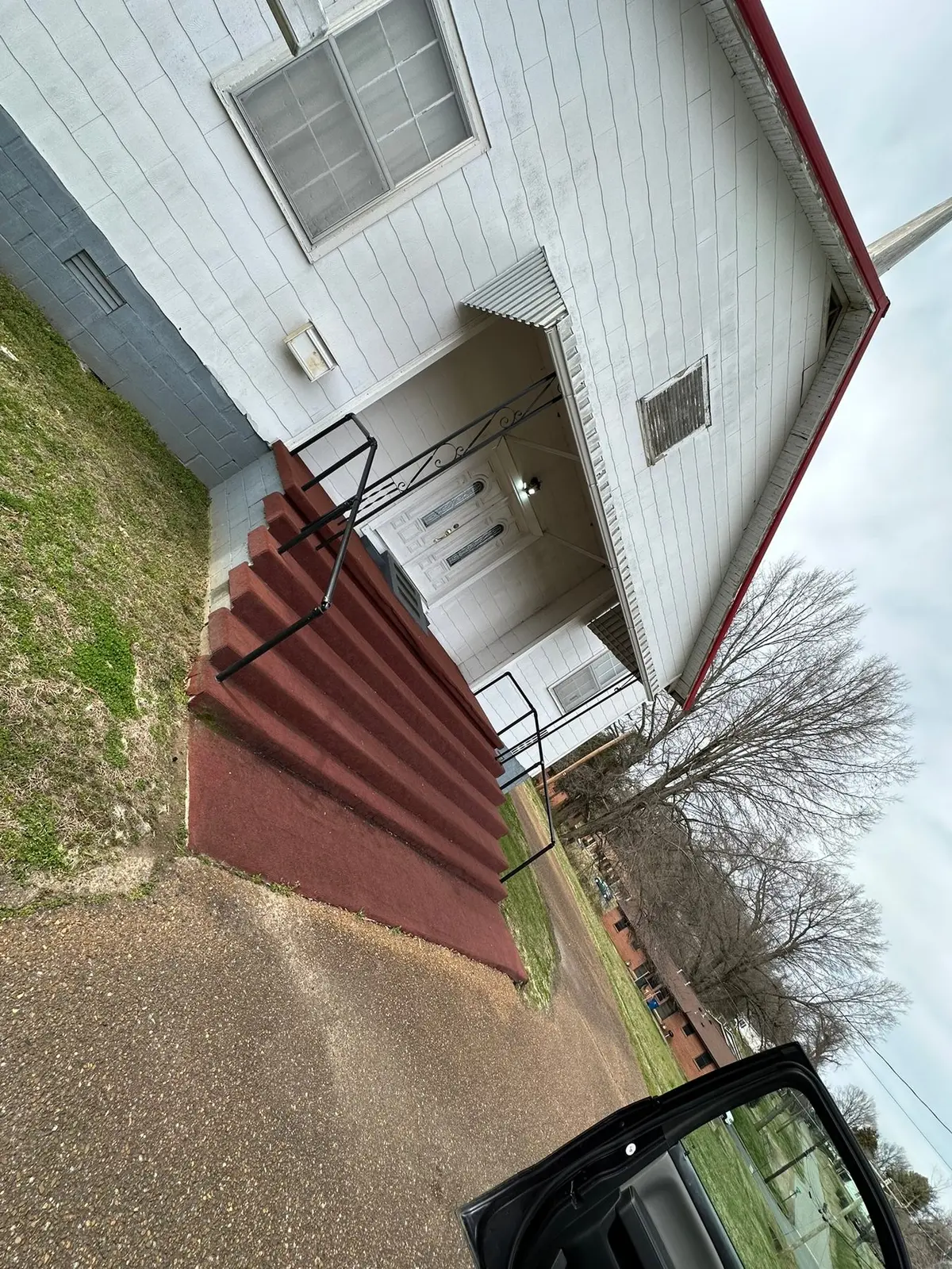 Covered Entry Porch Built at Church — Before photo 1