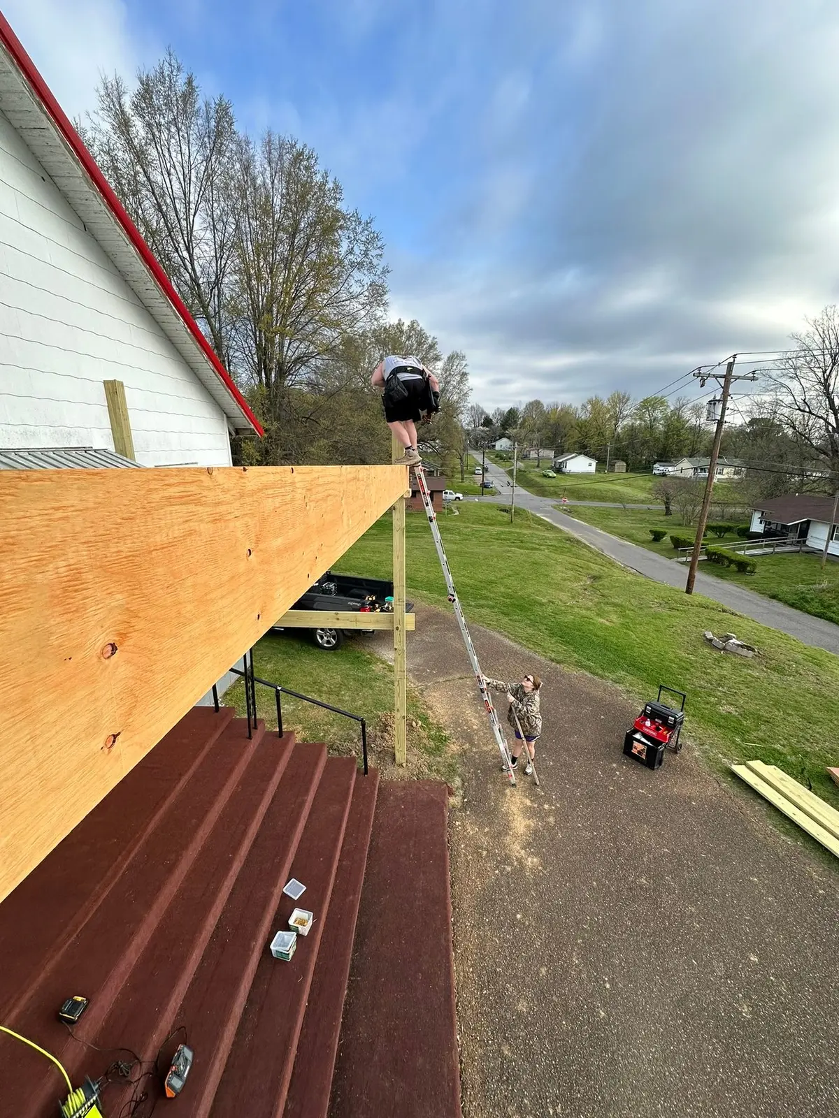 Covered Entry Porch Built at Church — Progress photo 1