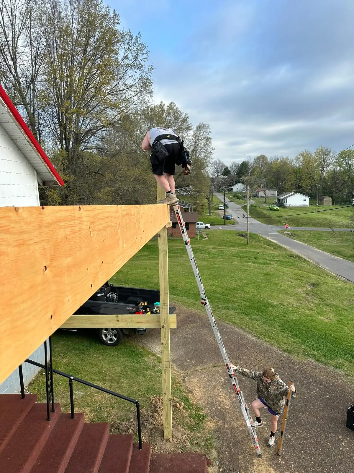 Covered Entry Porch Built at Church — Progress photo 2