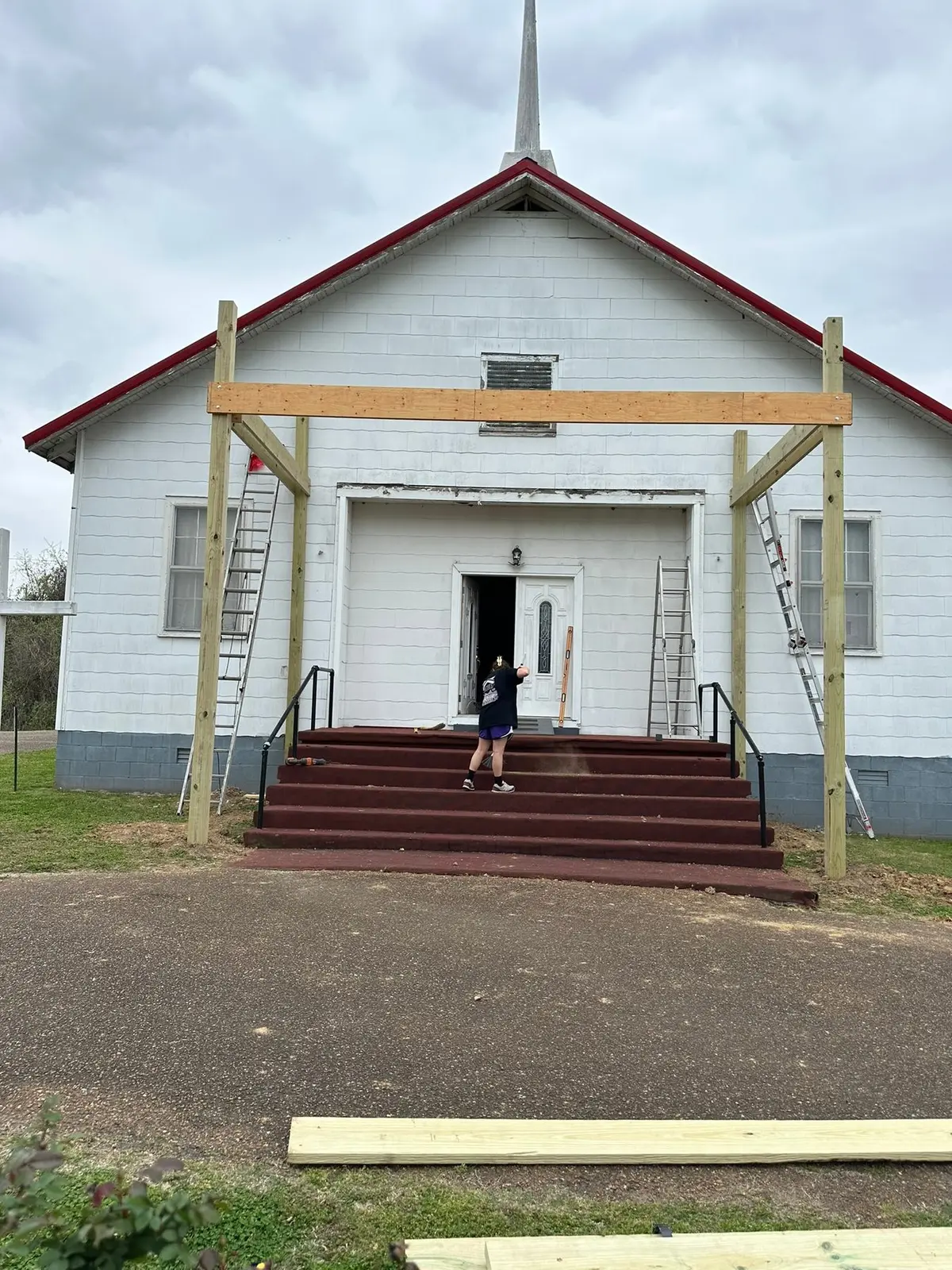 Covered Entry Porch Built at Church — Progress photo 5