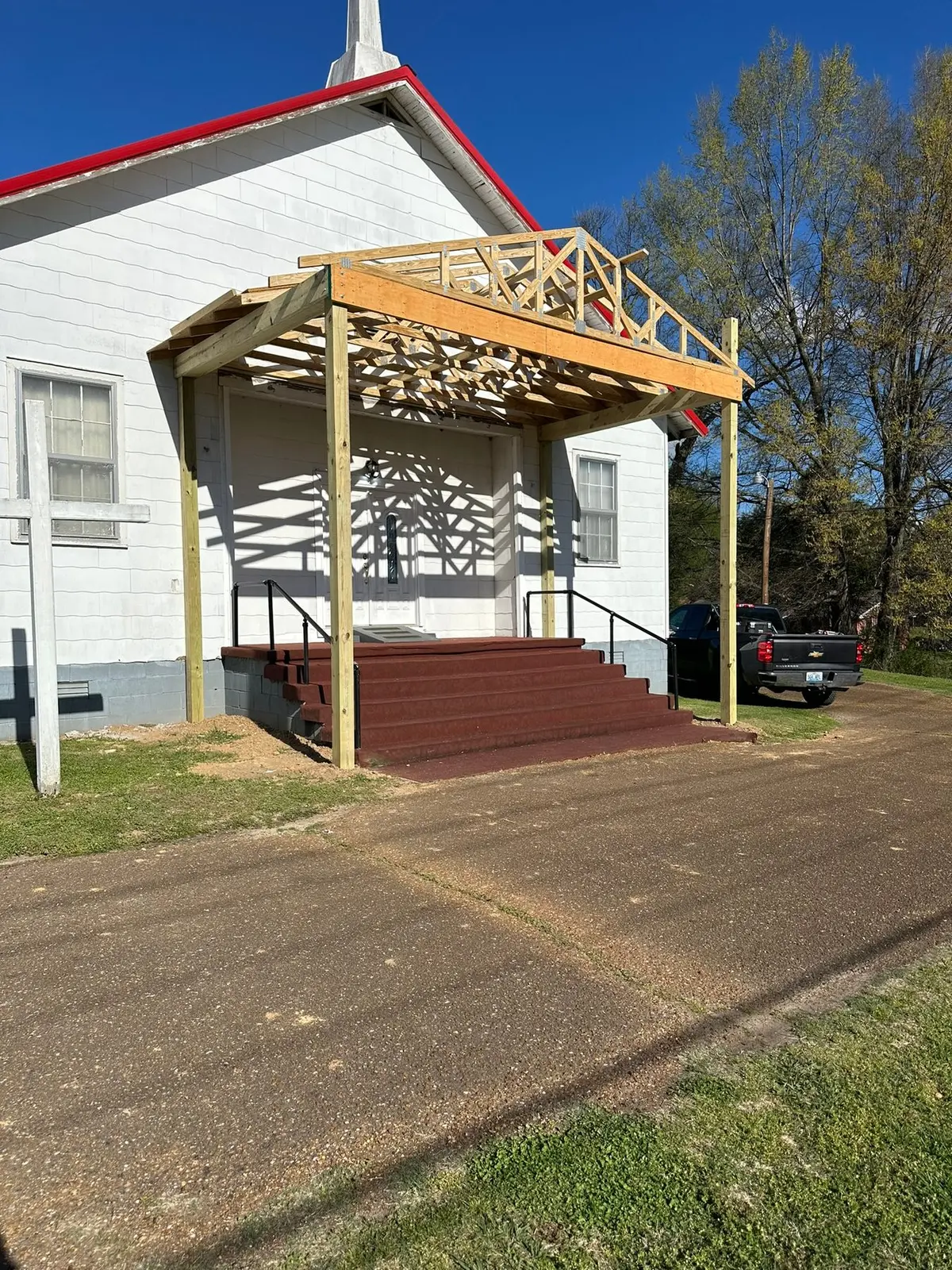 Covered Entry Porch Built at Church — Progress photo 7