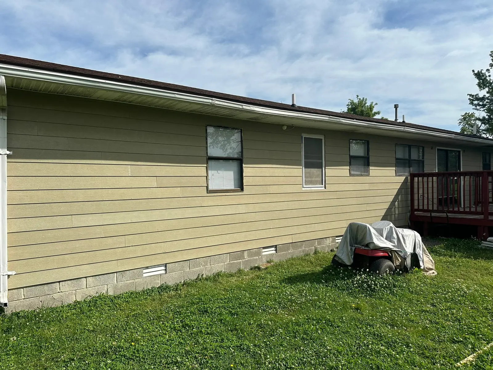 Yellow Ranch House Re-Sided in Navy Blue — Progress photo 8