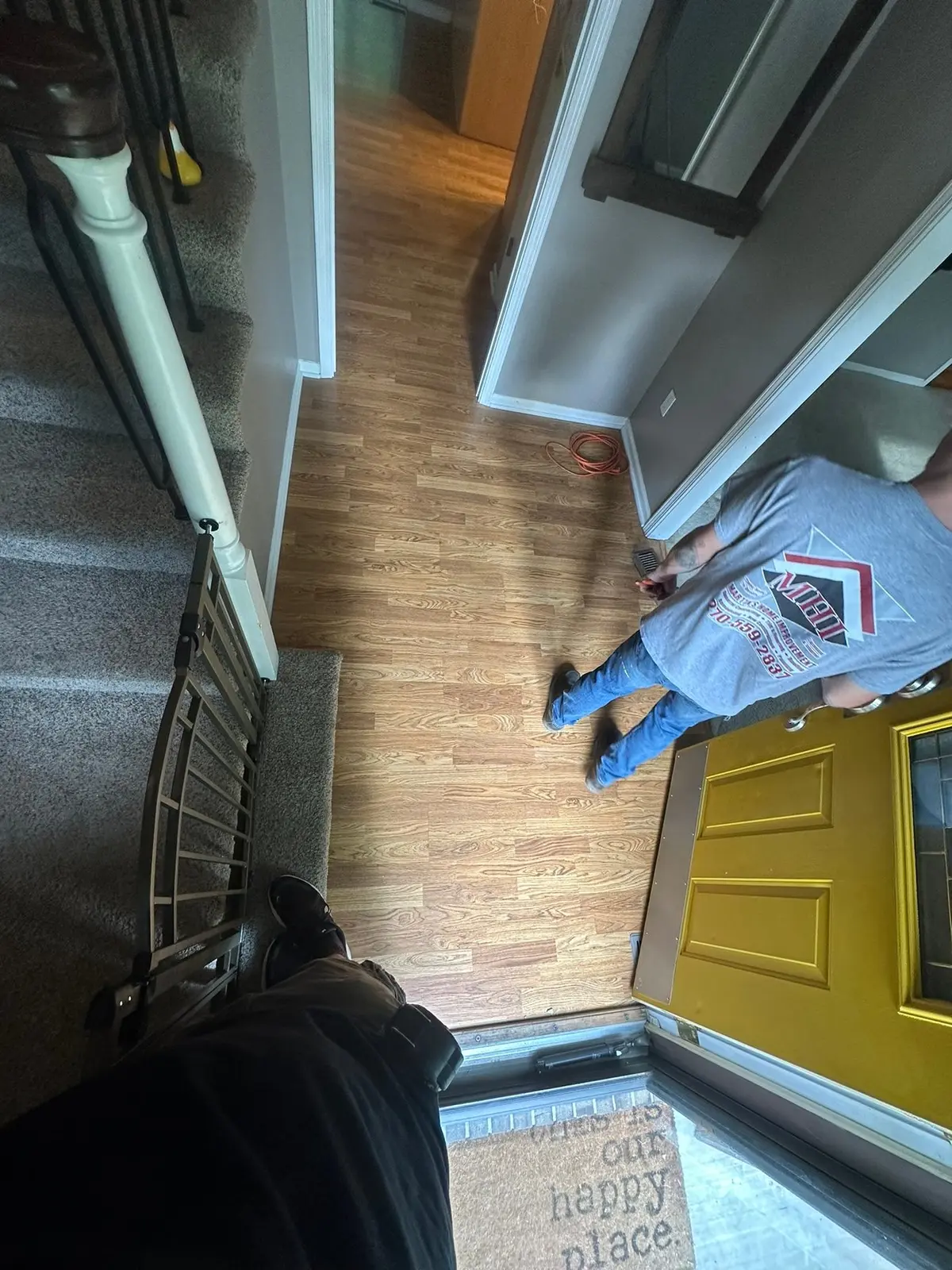 Carpet and Old Floors Replaced with Wood-Look Plank — Before photo 3